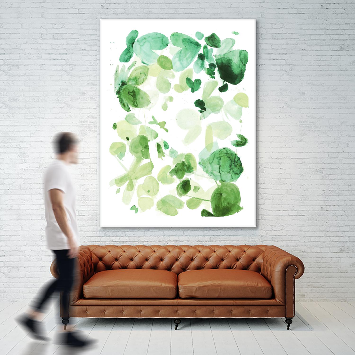 Butterfly Dance in Green C by Allyson Fukushima on GIANT ART - white abstract
