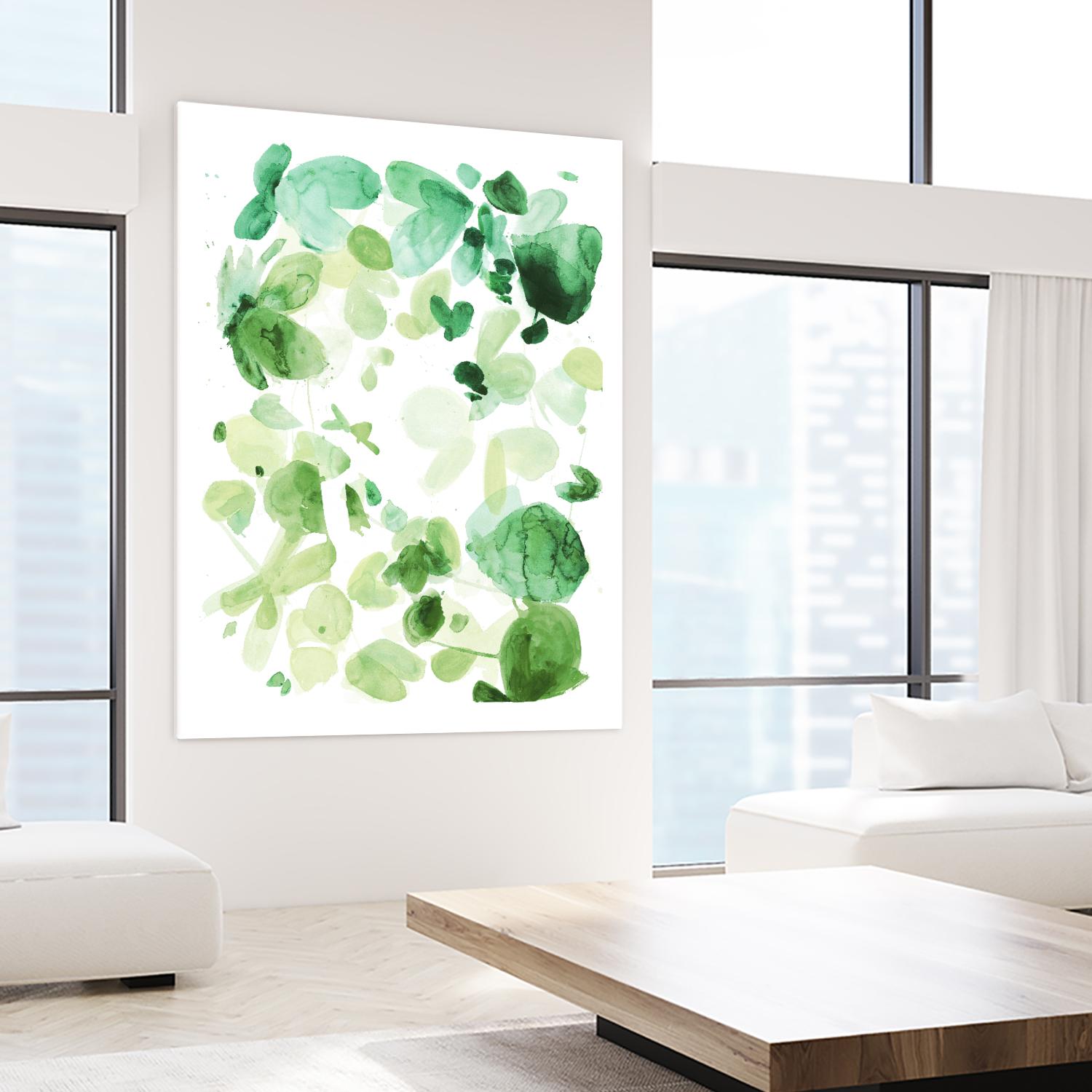 Butterfly Dance in Green C by Allyson Fukushima on GIANT ART - white abstract
