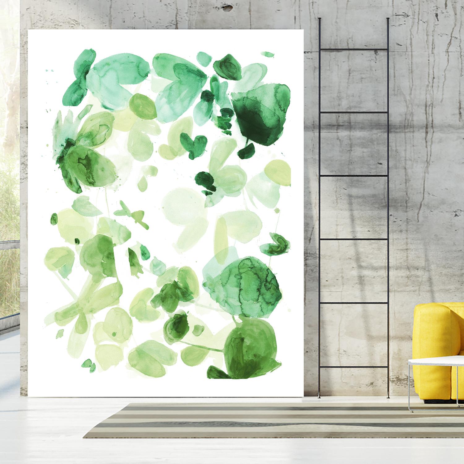 Butterfly Dance in Green C by Allyson Fukushima on GIANT ART - white abstract