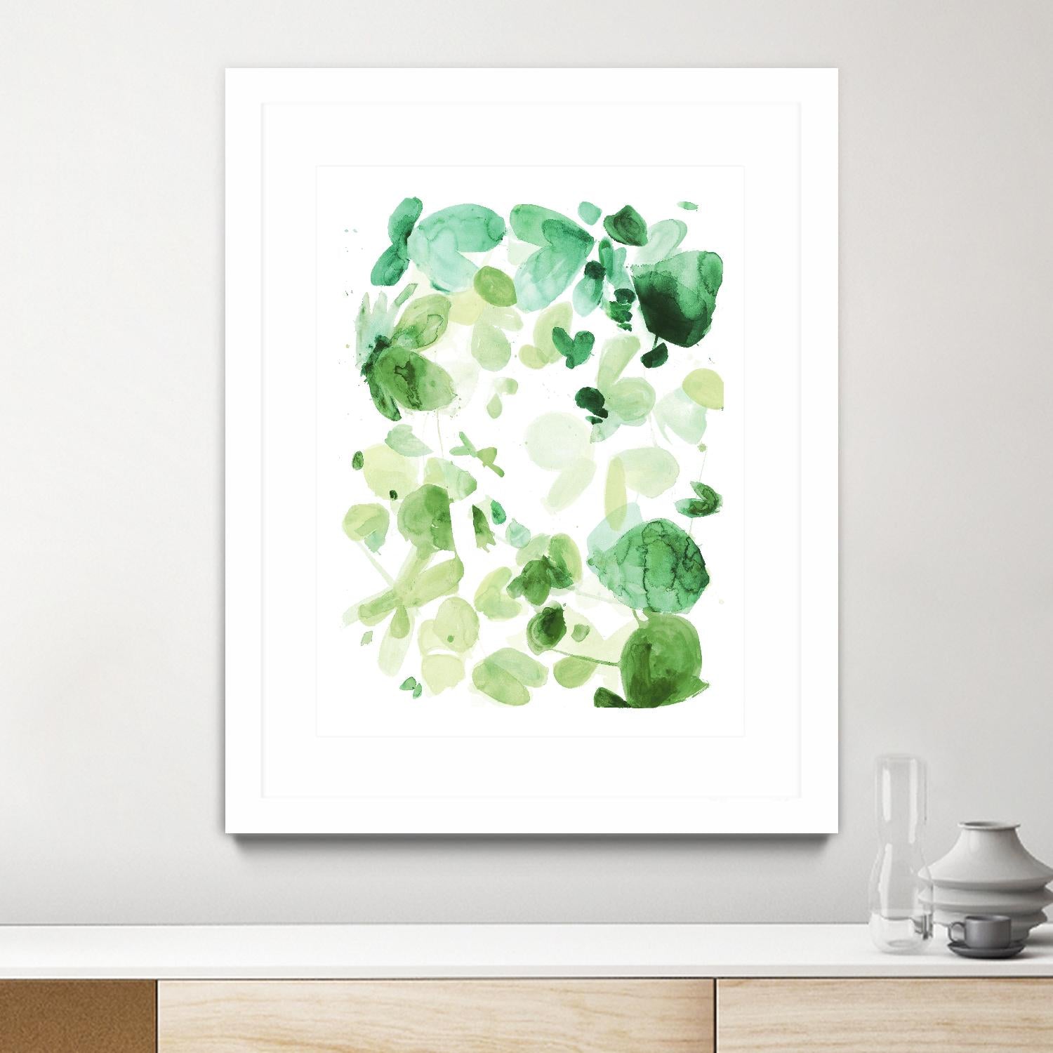 Butterfly Dance in Green C by Allyson Fukushima on GIANT ART - white abstract