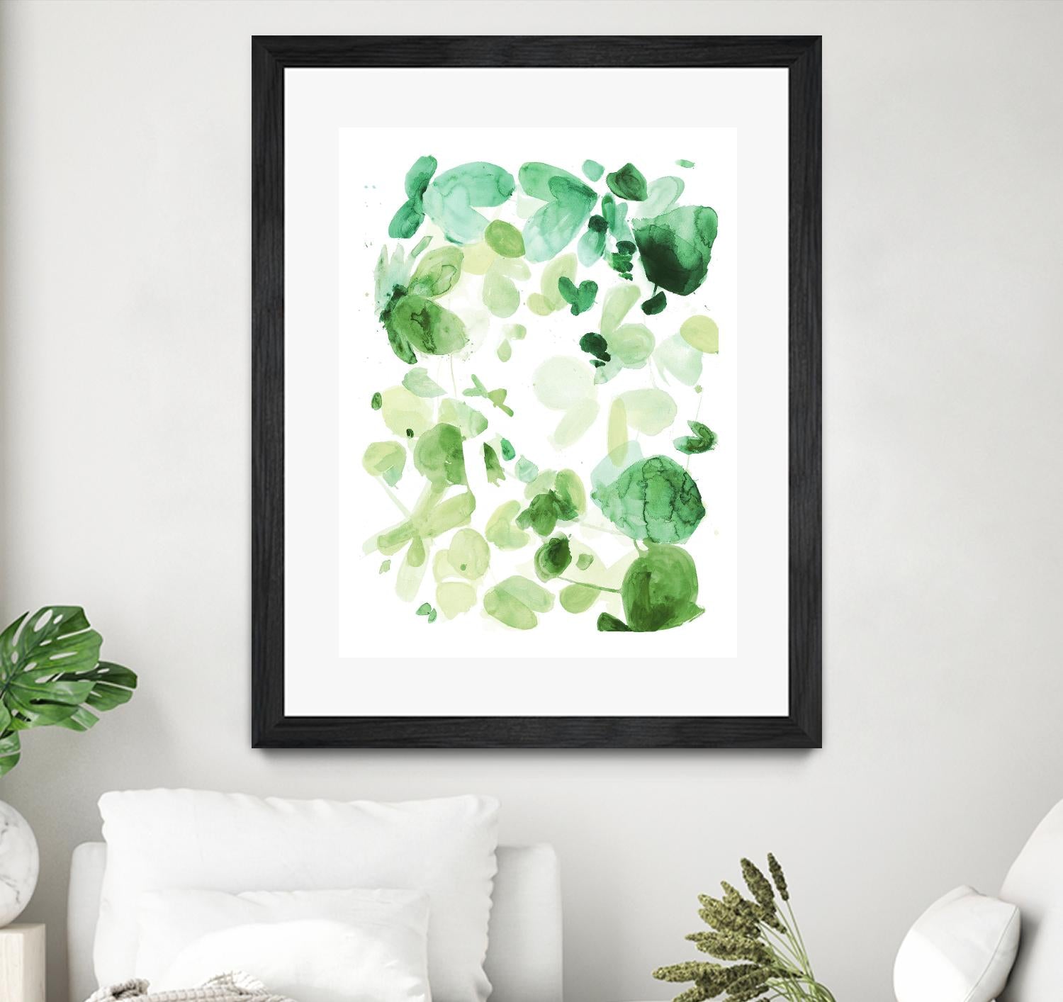 Butterfly Dance in Green C by Allyson Fukushima on GIANT ART - white abstract