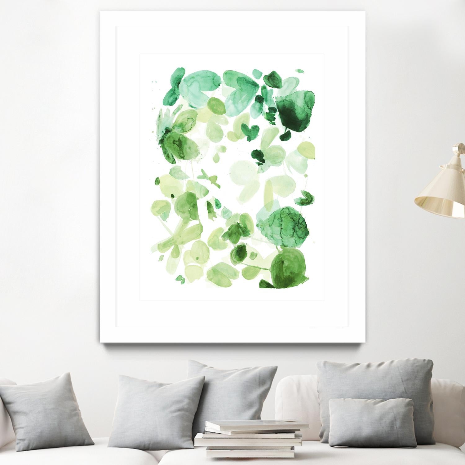 Butterfly Dance in Green C by Allyson Fukushima on GIANT ART - white abstract