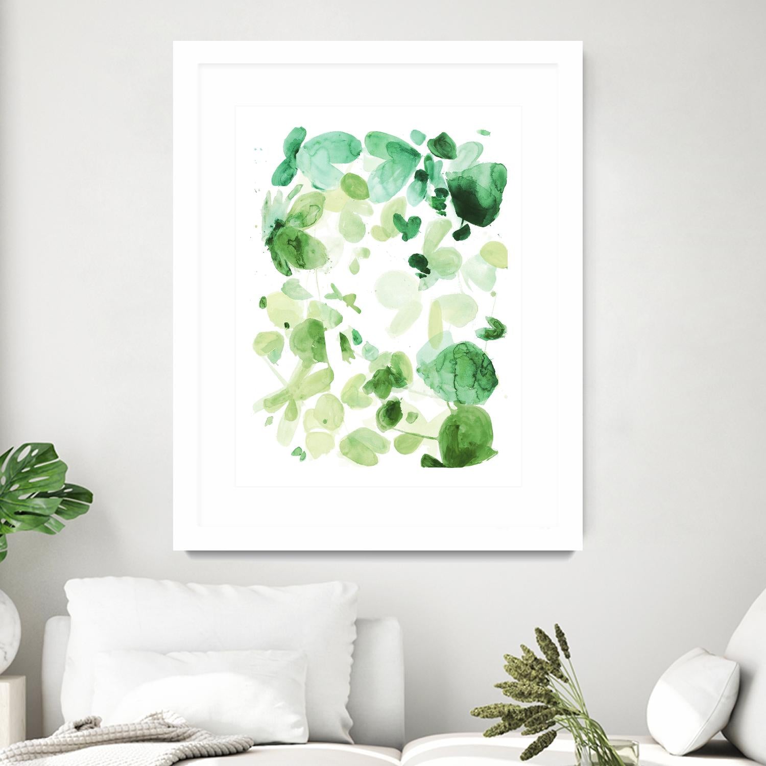 Butterfly Dance in Green C by Allyson Fukushima on GIANT ART - white abstract