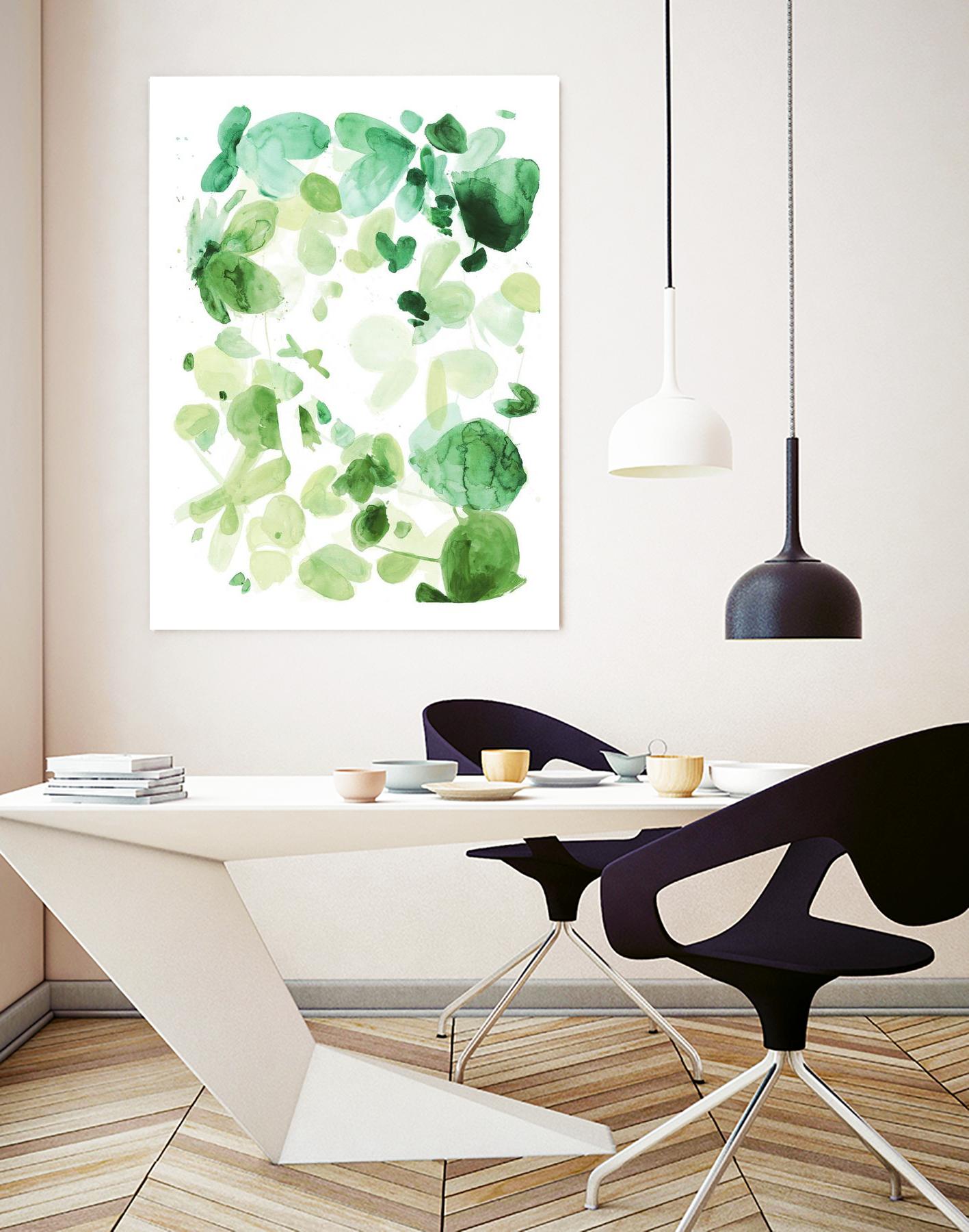 Butterfly Dance in Green C by Allyson Fukushima on GIANT ART - white abstract