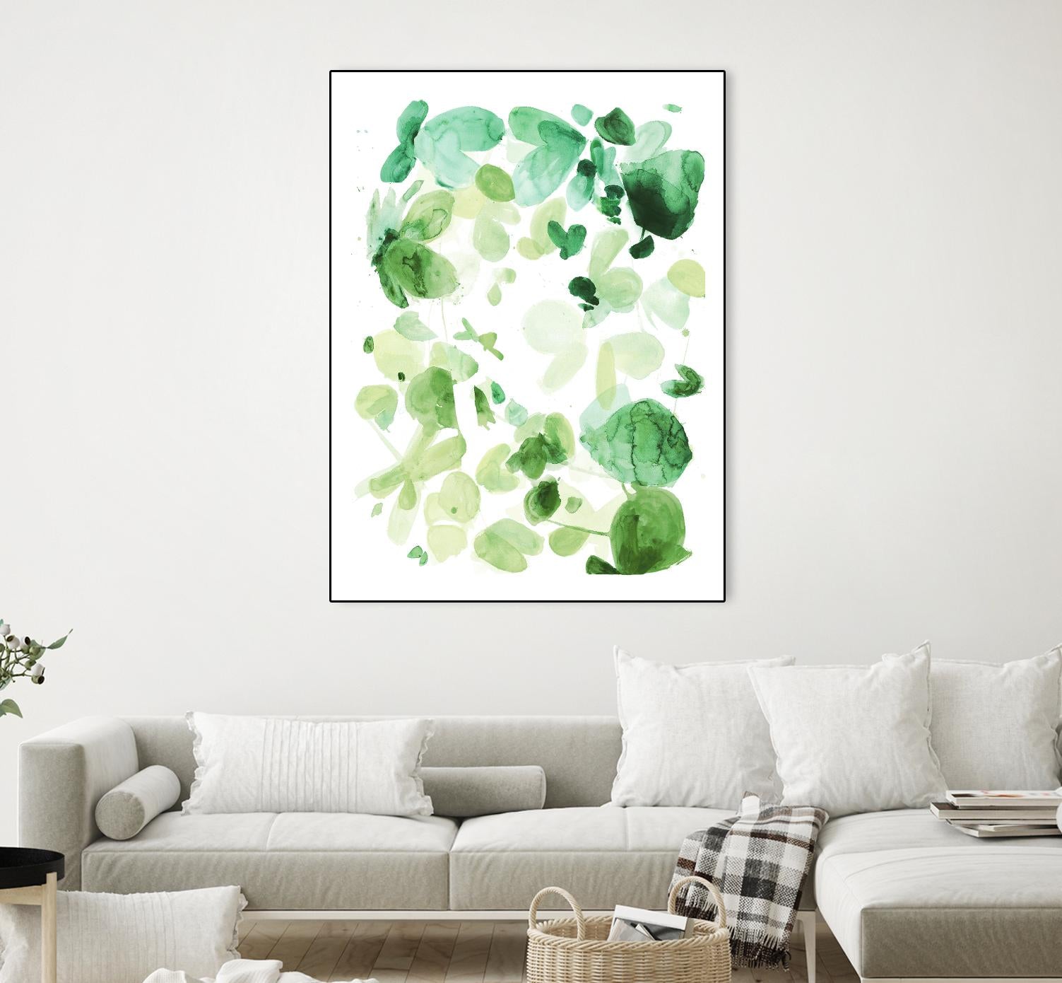 Butterfly Dance in Green C by Allyson Fukushima on GIANT ART - white abstract
