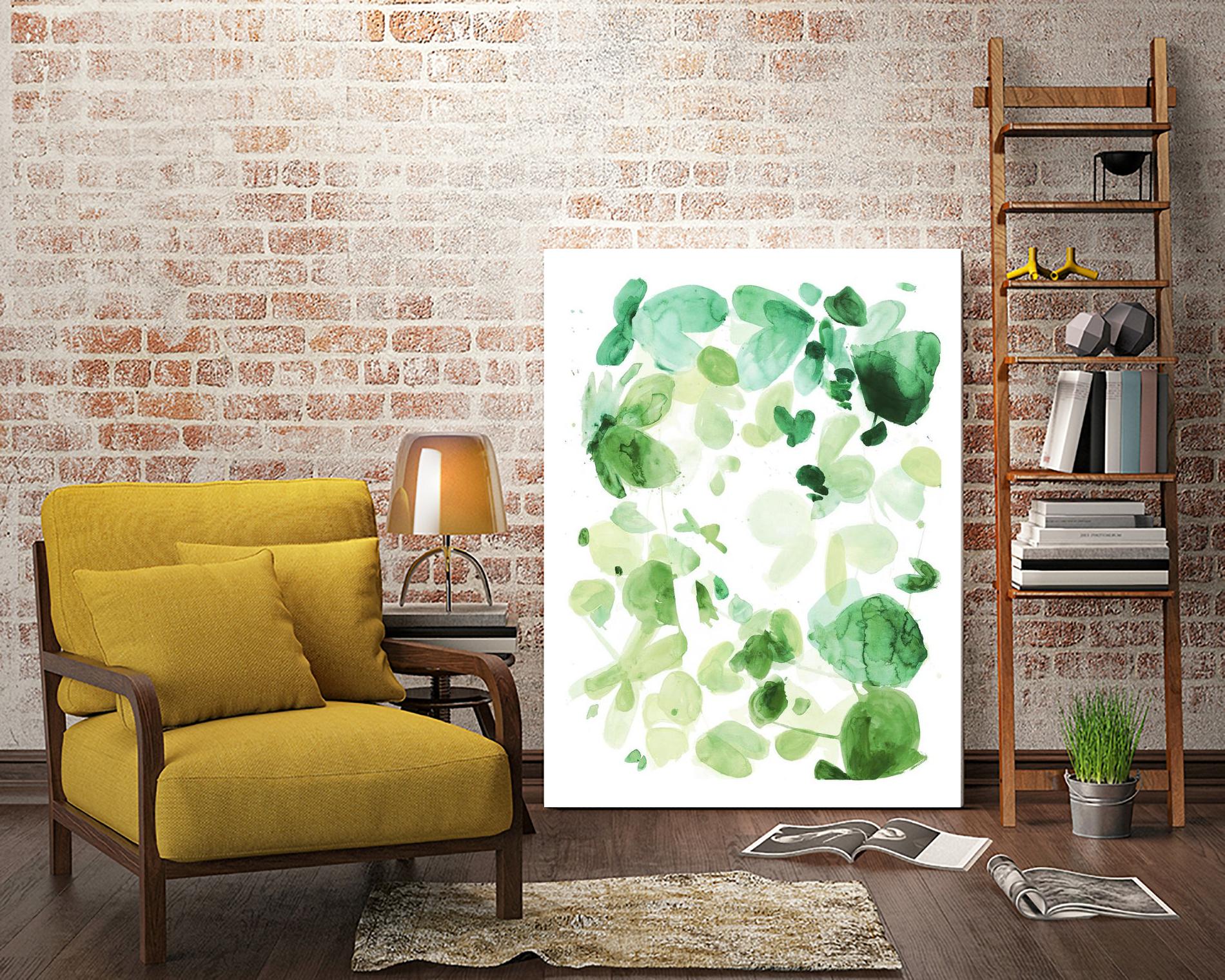 Butterfly Dance in Green C by Allyson Fukushima on GIANT ART - white abstract
