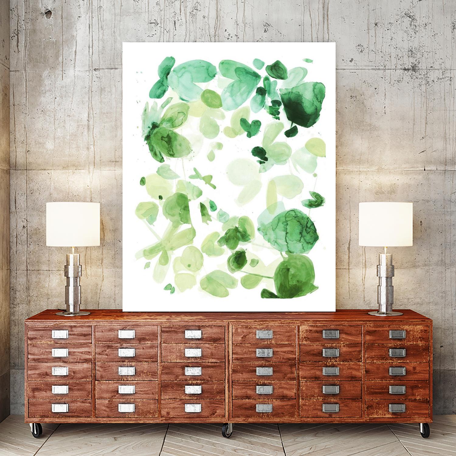 Butterfly Dance in Green C by Allyson Fukushima on GIANT ART - white abstract