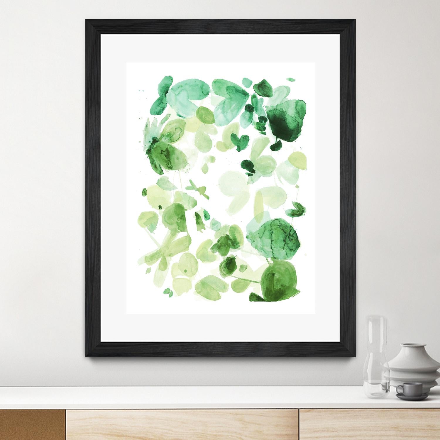 Butterfly Dance in Green C by Allyson Fukushima on GIANT ART - white abstract