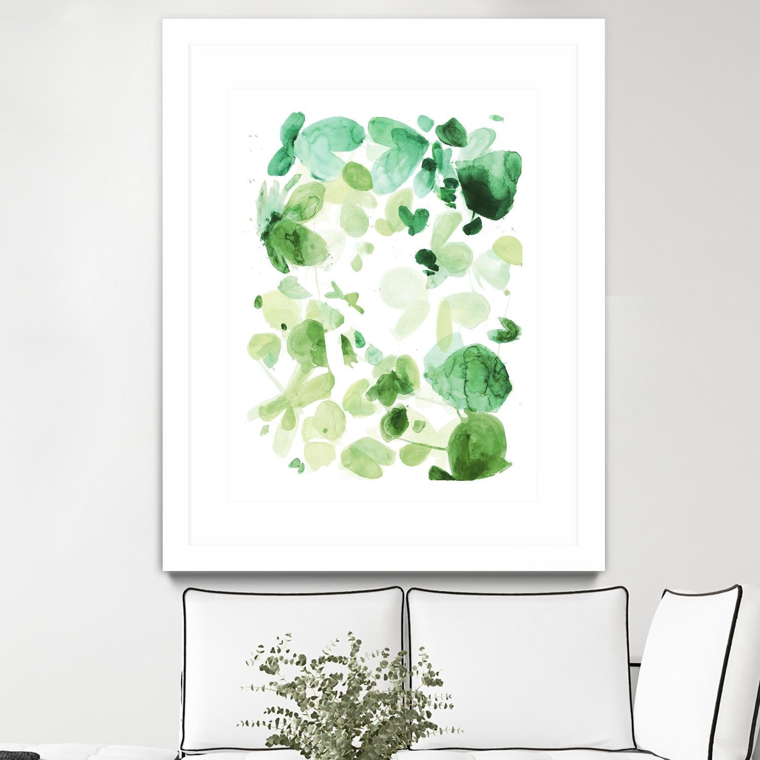 Butterfly Dance in Green C by Allyson Fukushima on GIANT ART - white abstract
