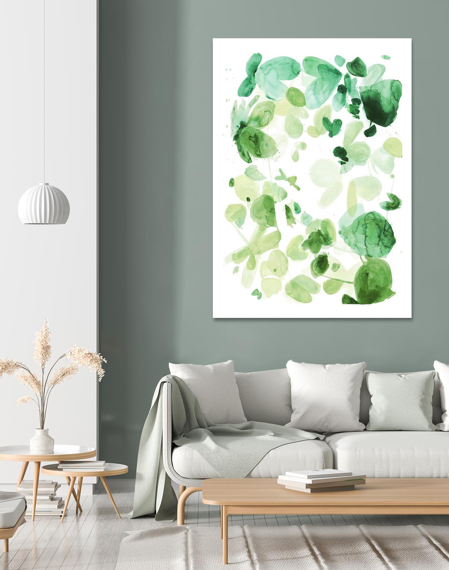 Butterfly Dance in Green C by Allyson Fukushima on GIANT ART - white abstract