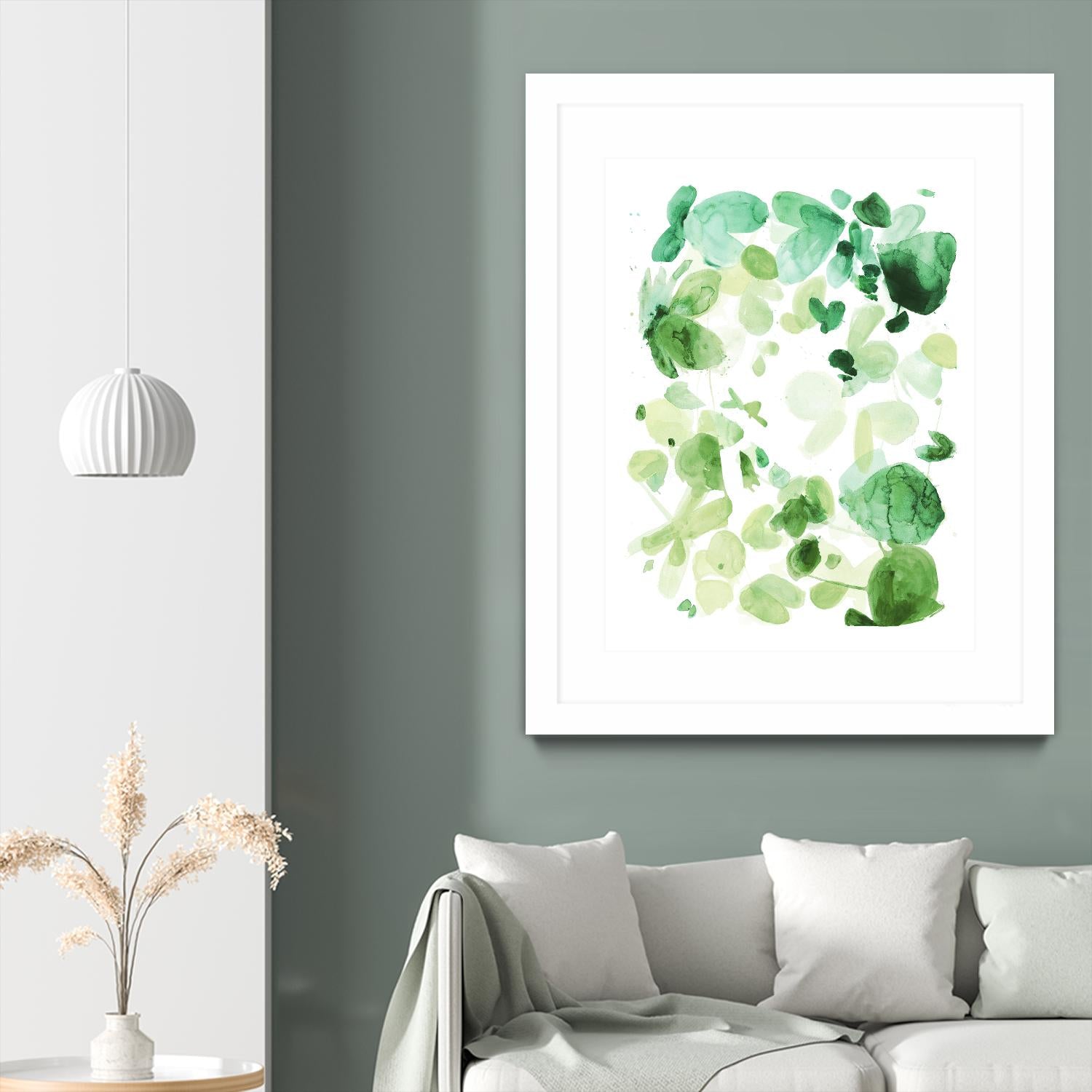 Butterfly Dance in Green C by Allyson Fukushima on GIANT ART - white abstract
