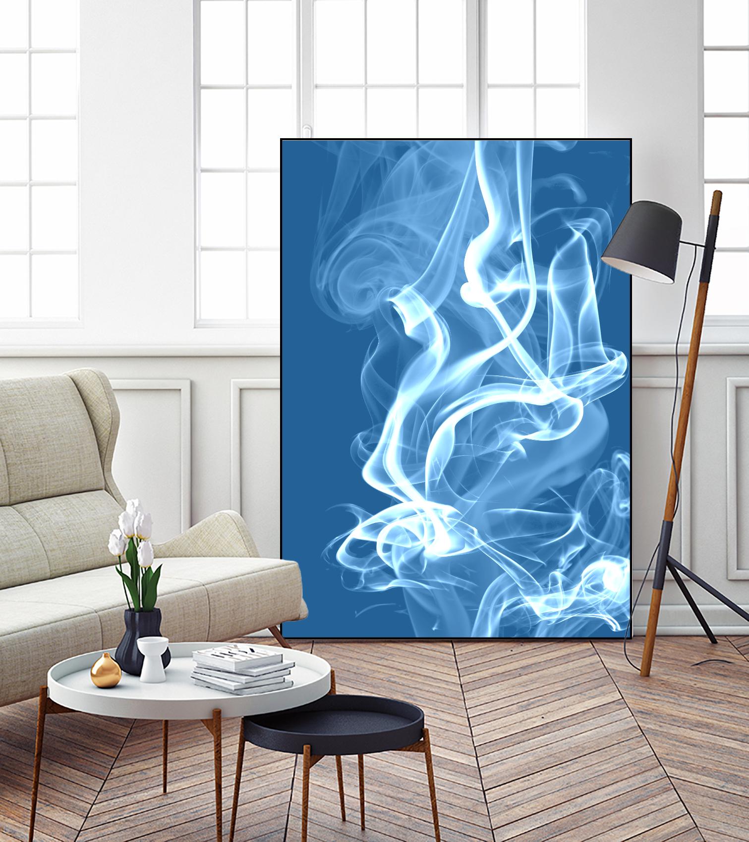 Cyan Smoke by GI ArtLab on GIANT ART - white abstract