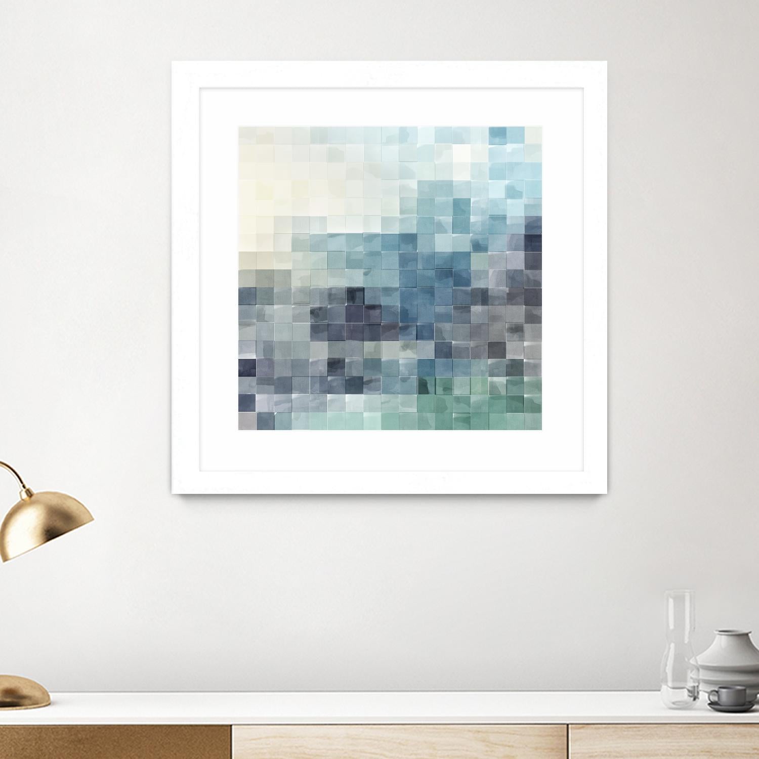 Gridded Watercolor Landscape A by THE Studio on GIANT ART - green abstract