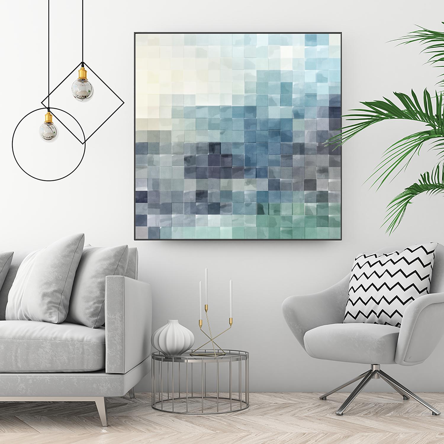 Gridded Watercolor Landscape A by THE Studio on GIANT ART - green abstract