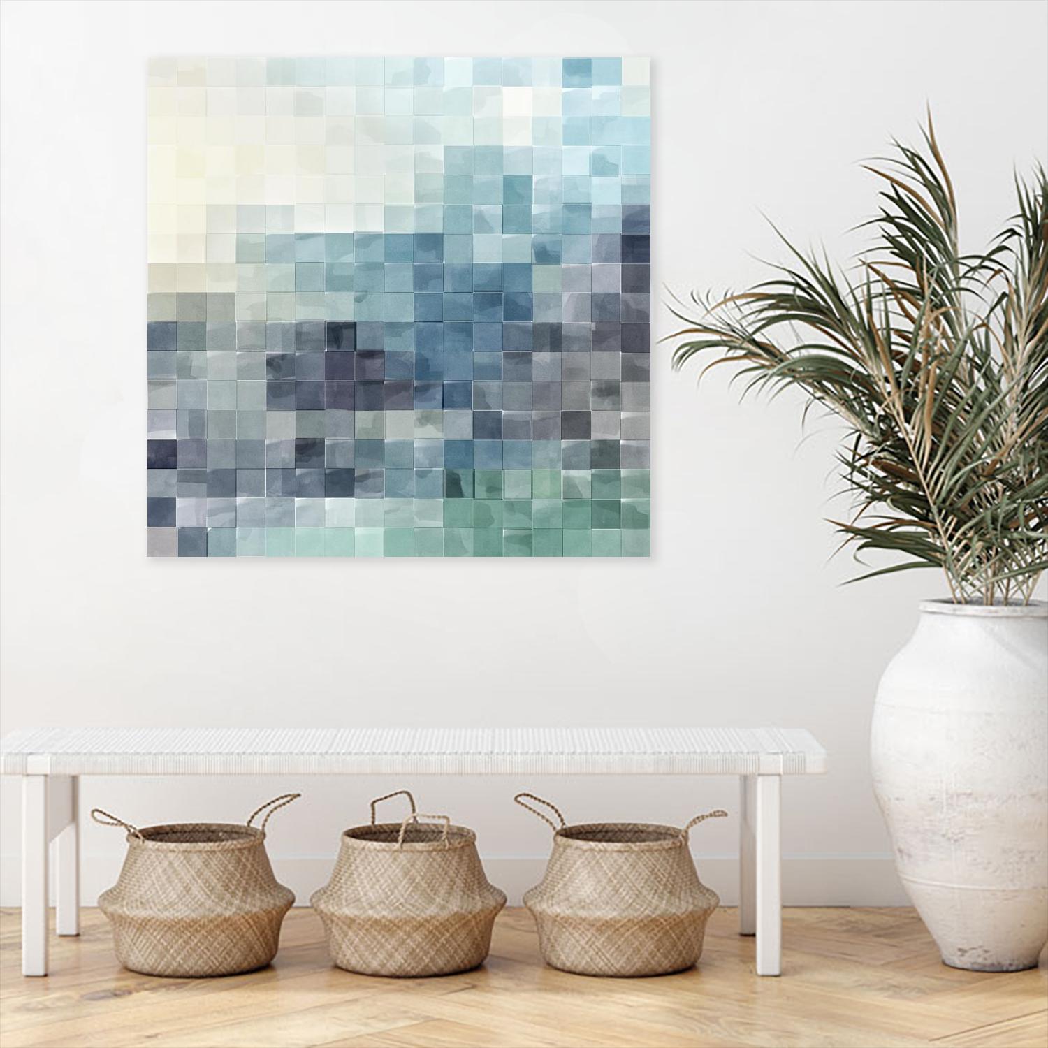 Gridded Watercolor Landscape A by THE Studio on GIANT ART - green abstract