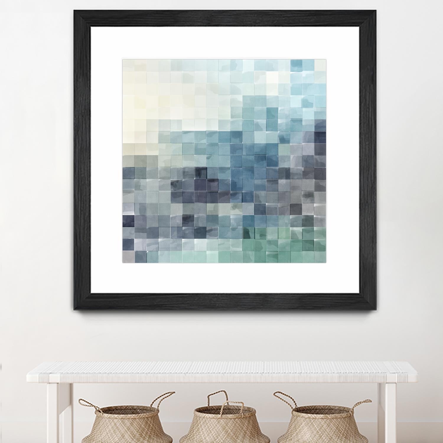 Gridded Watercolor Landscape A by THE Studio on GIANT ART - green abstract