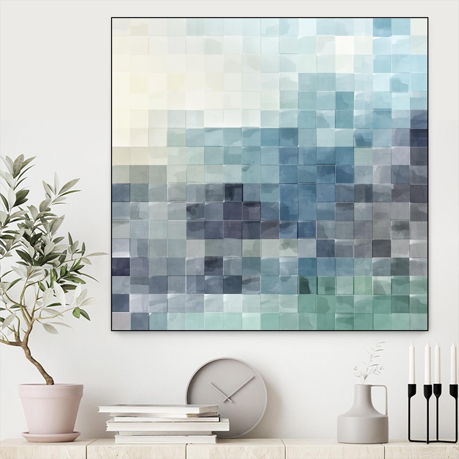 Gridded Watercolor Landscape A by THE Studio on GIANT ART - green abstract
