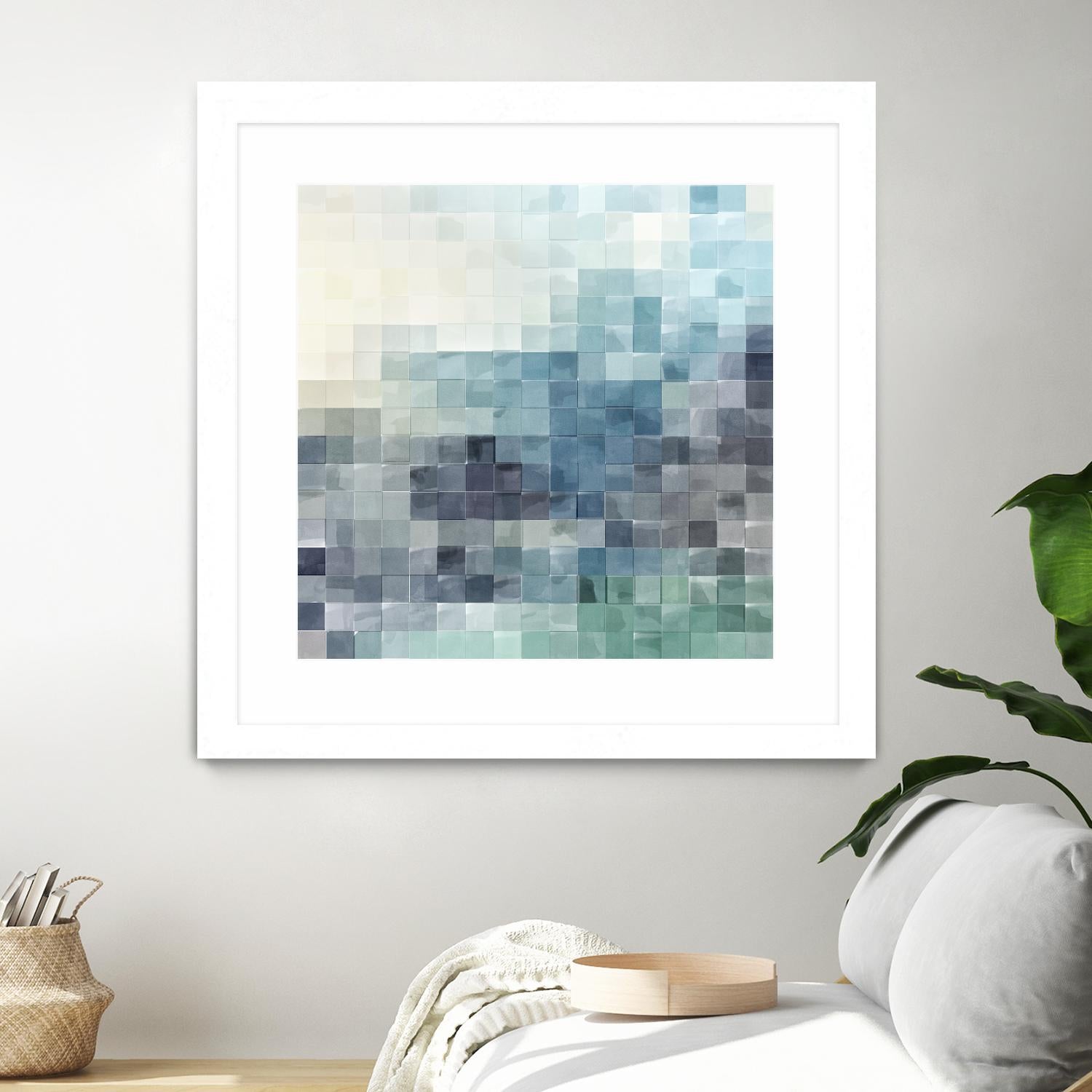 Gridded Watercolor Landscape A by THE Studio on GIANT ART - green abstract