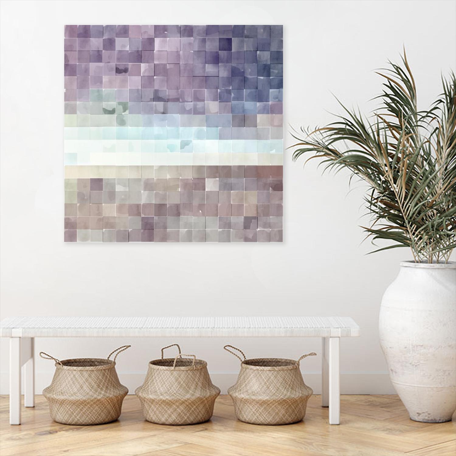 Gridded Watercolor Landscape B by THE Studio on GIANT ART - blue abstract