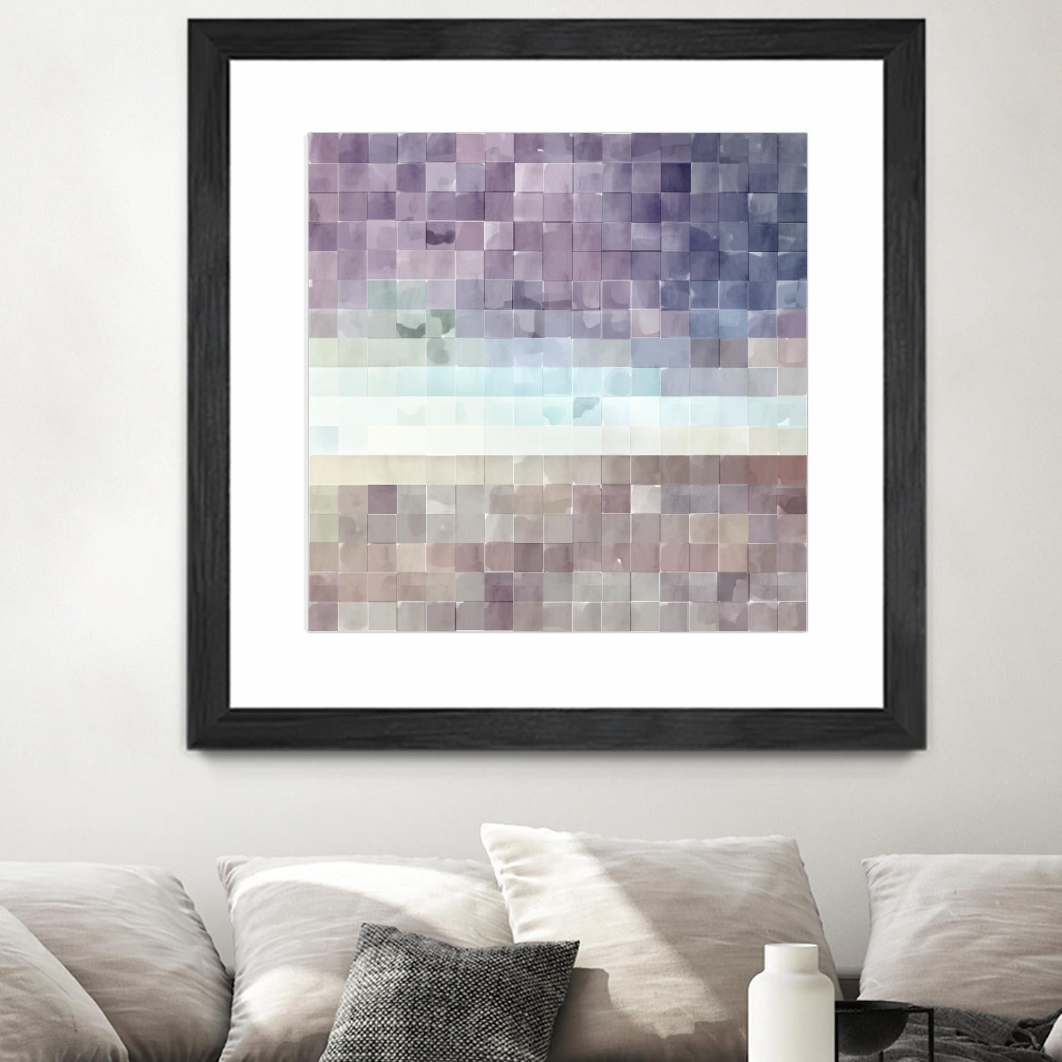 Gridded Watercolor Landscape B by THE Studio on GIANT ART - blue abstract
