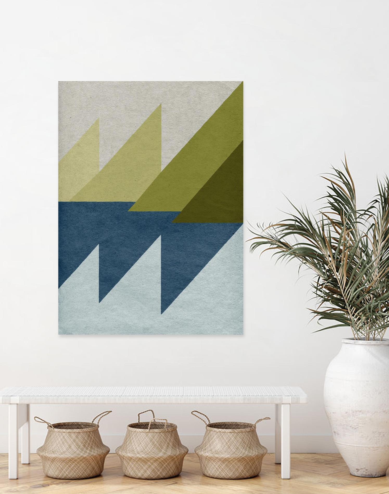 New Linen Geometrics D by GI ArtLab on GIANT ART - blue abstract