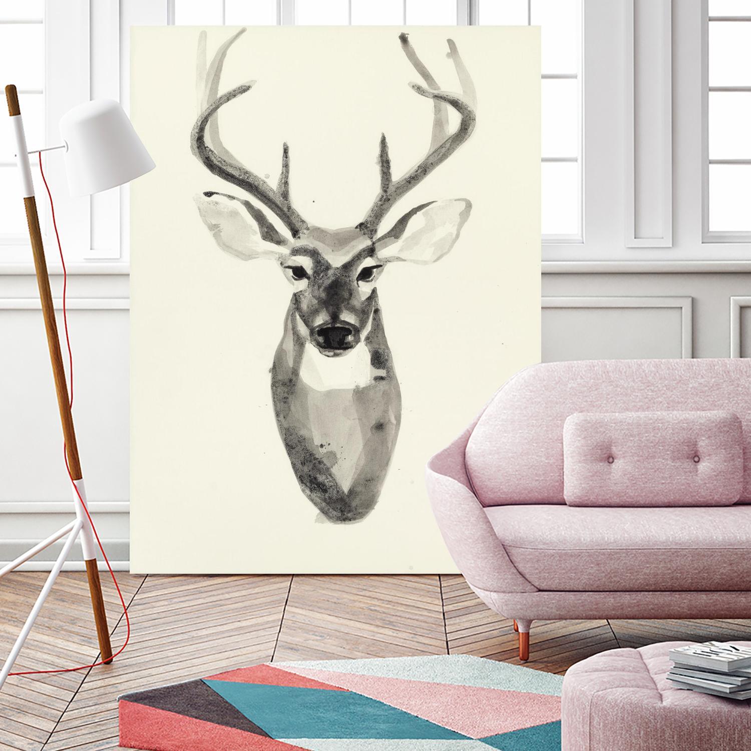 Watercolor Deerhead 2 by Gordon, Ben Gordon on GIANT ART - black animals deer