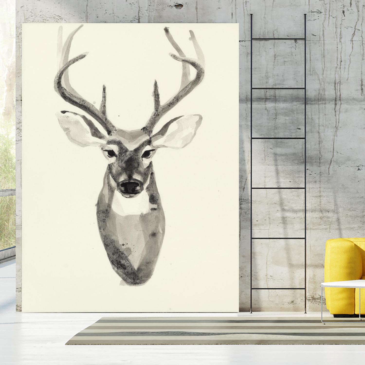 Watercolor Deerhead 2 by Gordon, Ben Gordon on GIANT ART - black animals deer