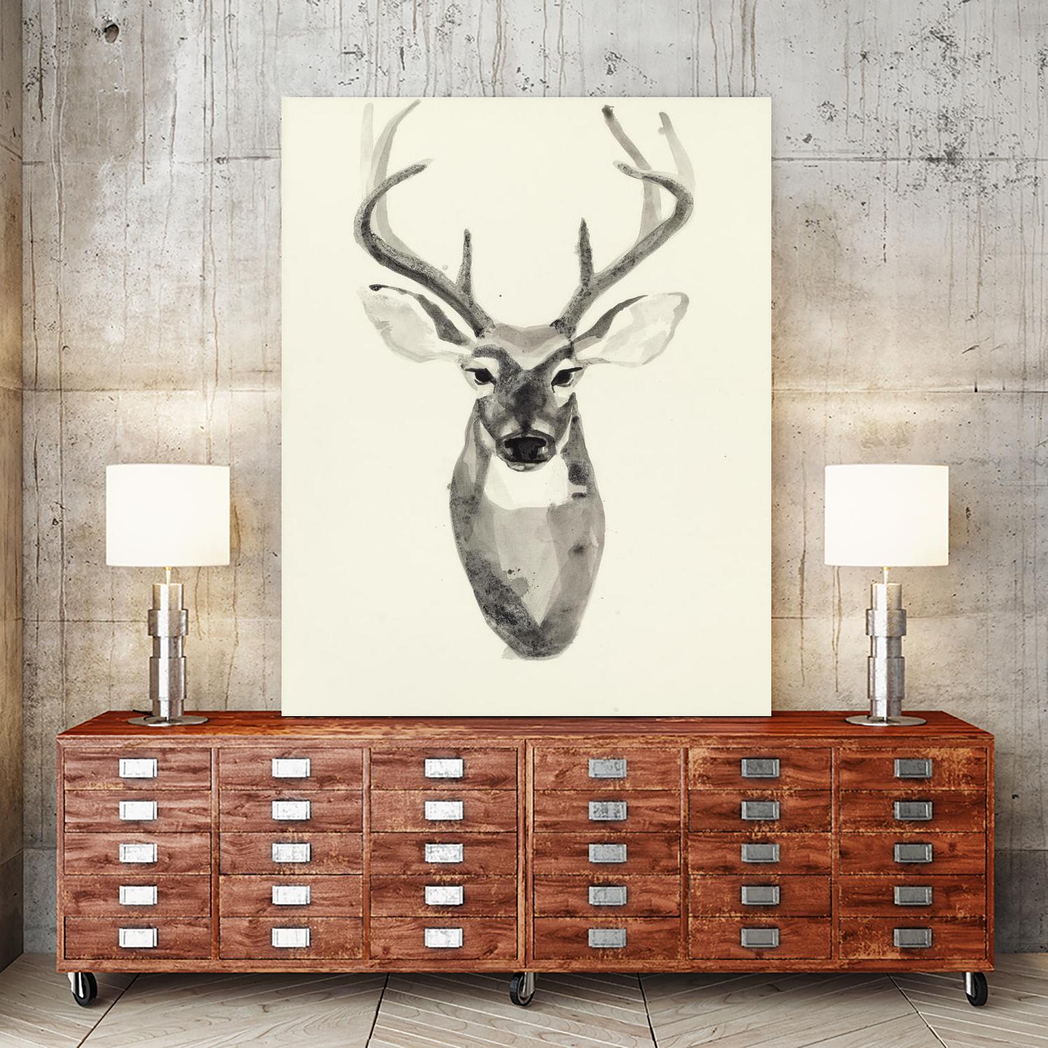 Watercolor Deerhead 2 by Gordon, Ben Gordon on GIANT ART - white black & white deer