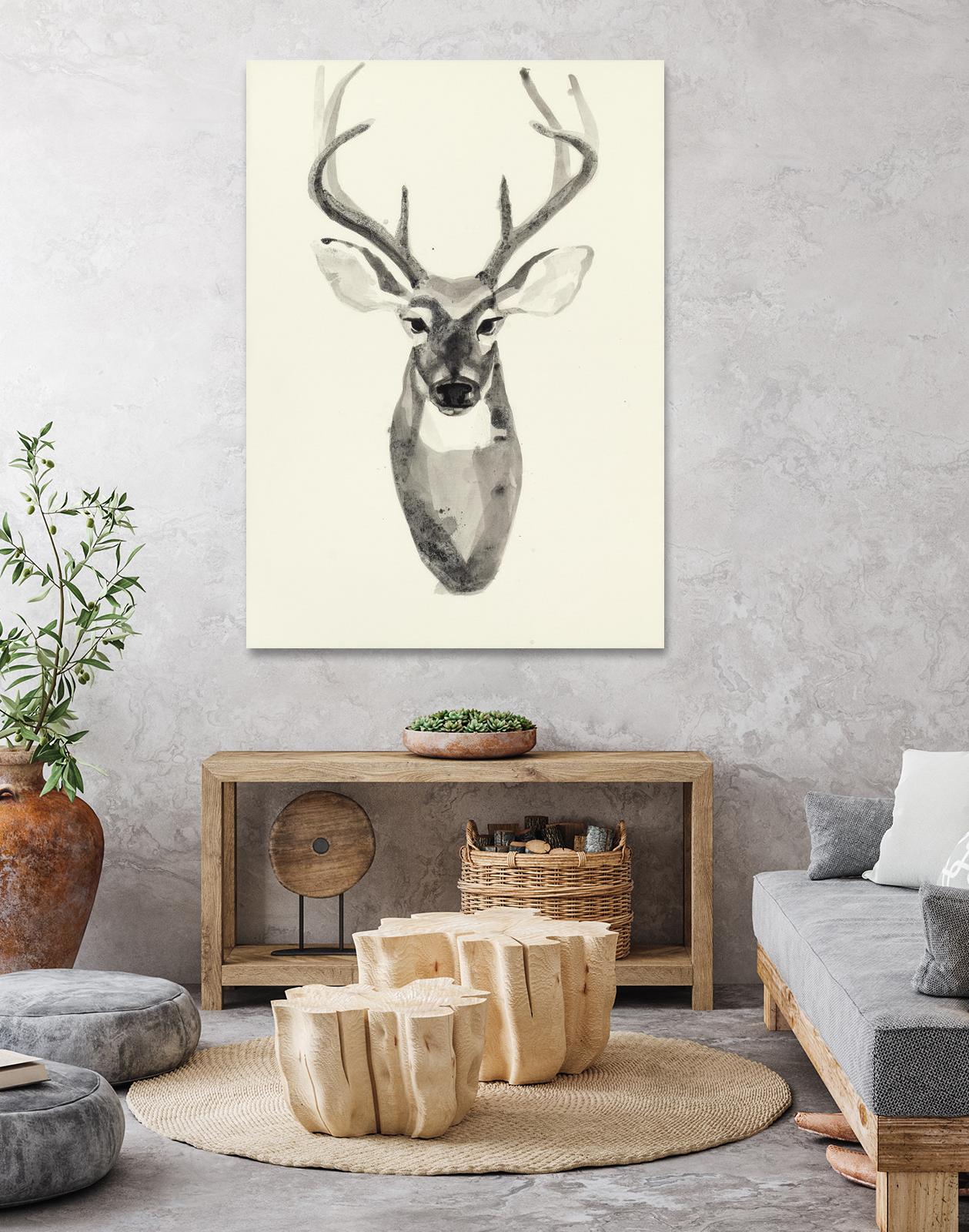 Watercolor Deerhead 2 by Gordon, Ben Gordon on GIANT ART - white black & white deer
