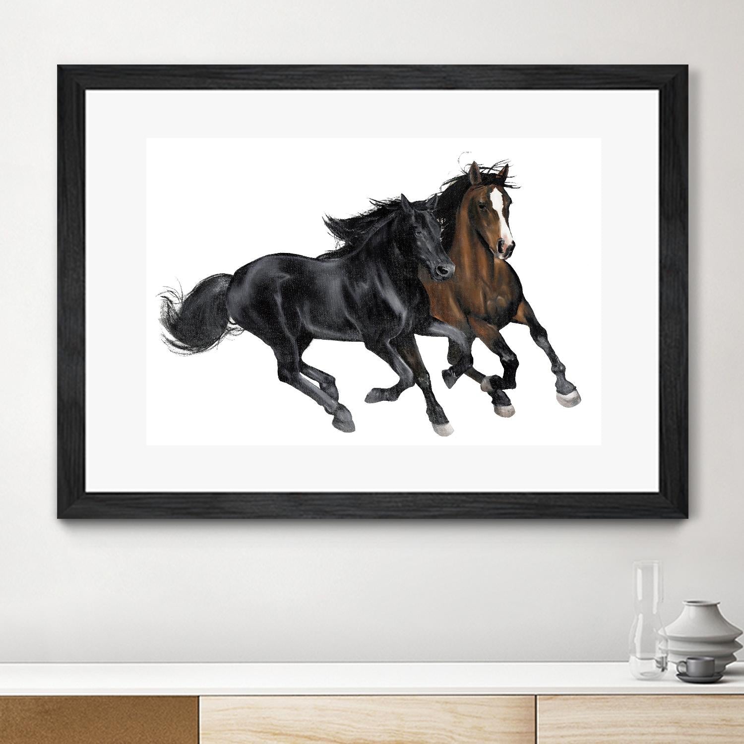 Black & Brown Horse by Stefano Altamura on GIANT ART - white black & white horse