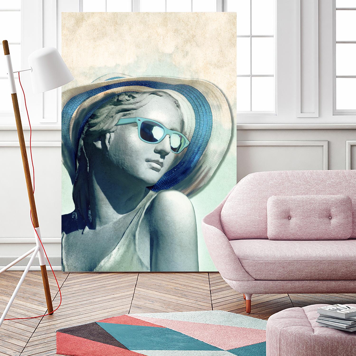 Hipster Statue with Sunhat by THE Studio on GIANT ART - green contemporary