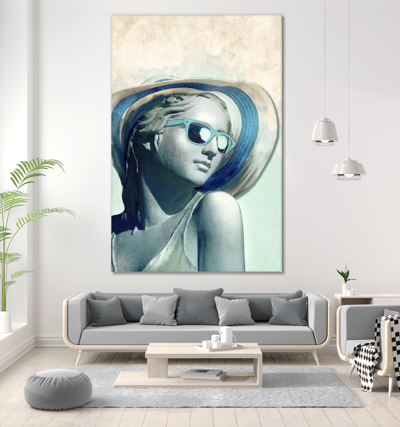 Hipster Statue with Sunhat by THE Studio on GIANT ART - green contemporary