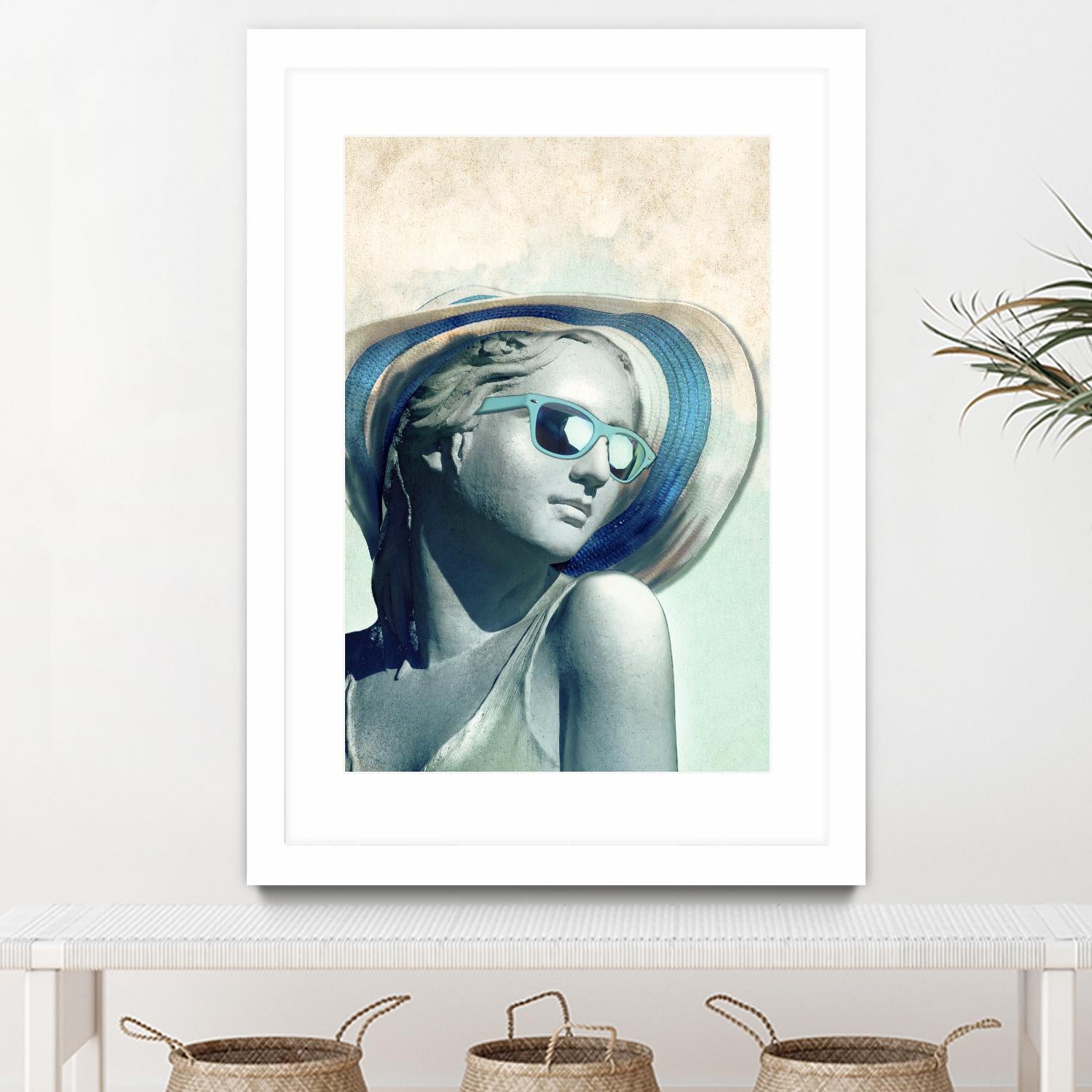 Hipster Statue with Sunhat by THE Studio on GIANT ART - beige figurative