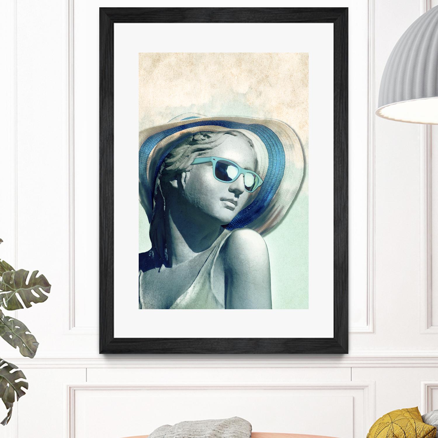 Hipster Statue with Sunhat by THE Studio on GIANT ART - beige figurative