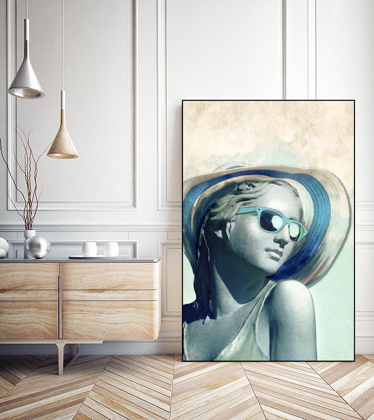 Hipster Statue with Sunhat by THE Studio on GIANT ART - green contemporary