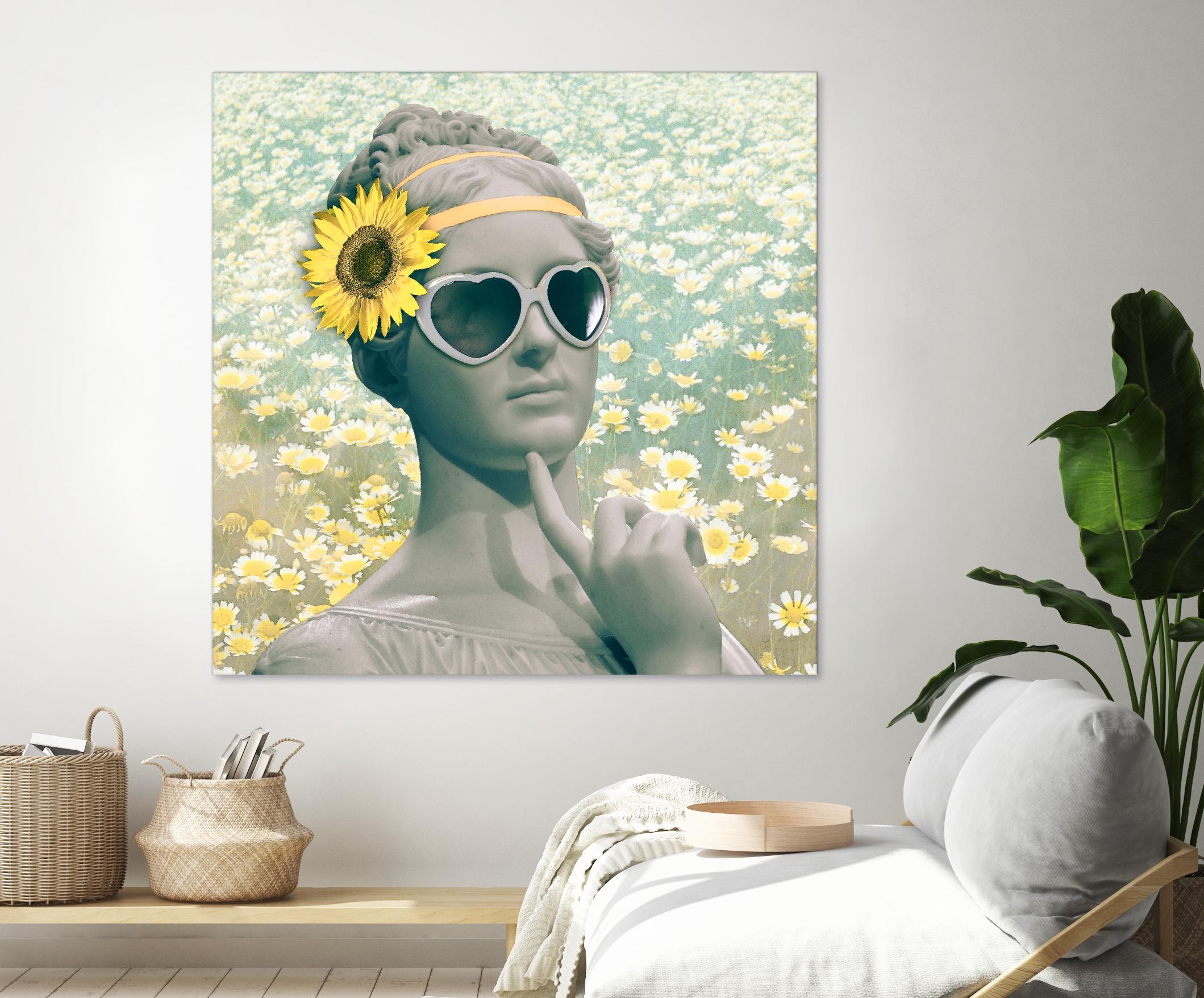 Hipster Statue with Sunflowers by THE Studio on GIANT ART - white contemporary