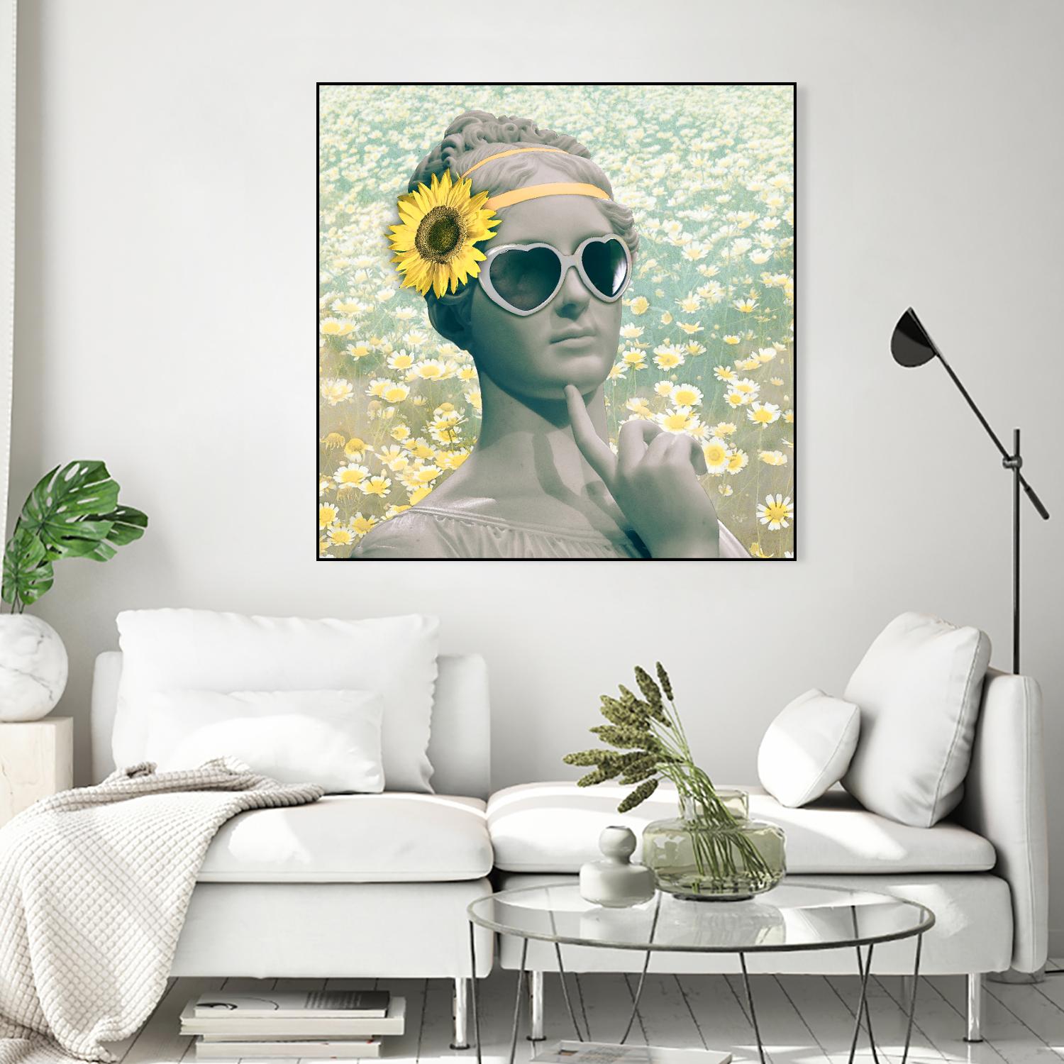 Hipster Statue with Sunflowers by THE Studio on GIANT ART - white contemporary