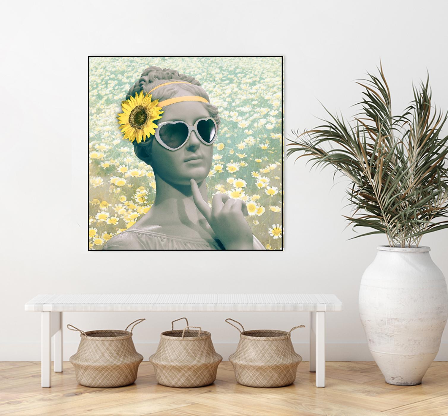 Hipster Statue with Sunflowers by THE Studio on GIANT ART - white contemporary