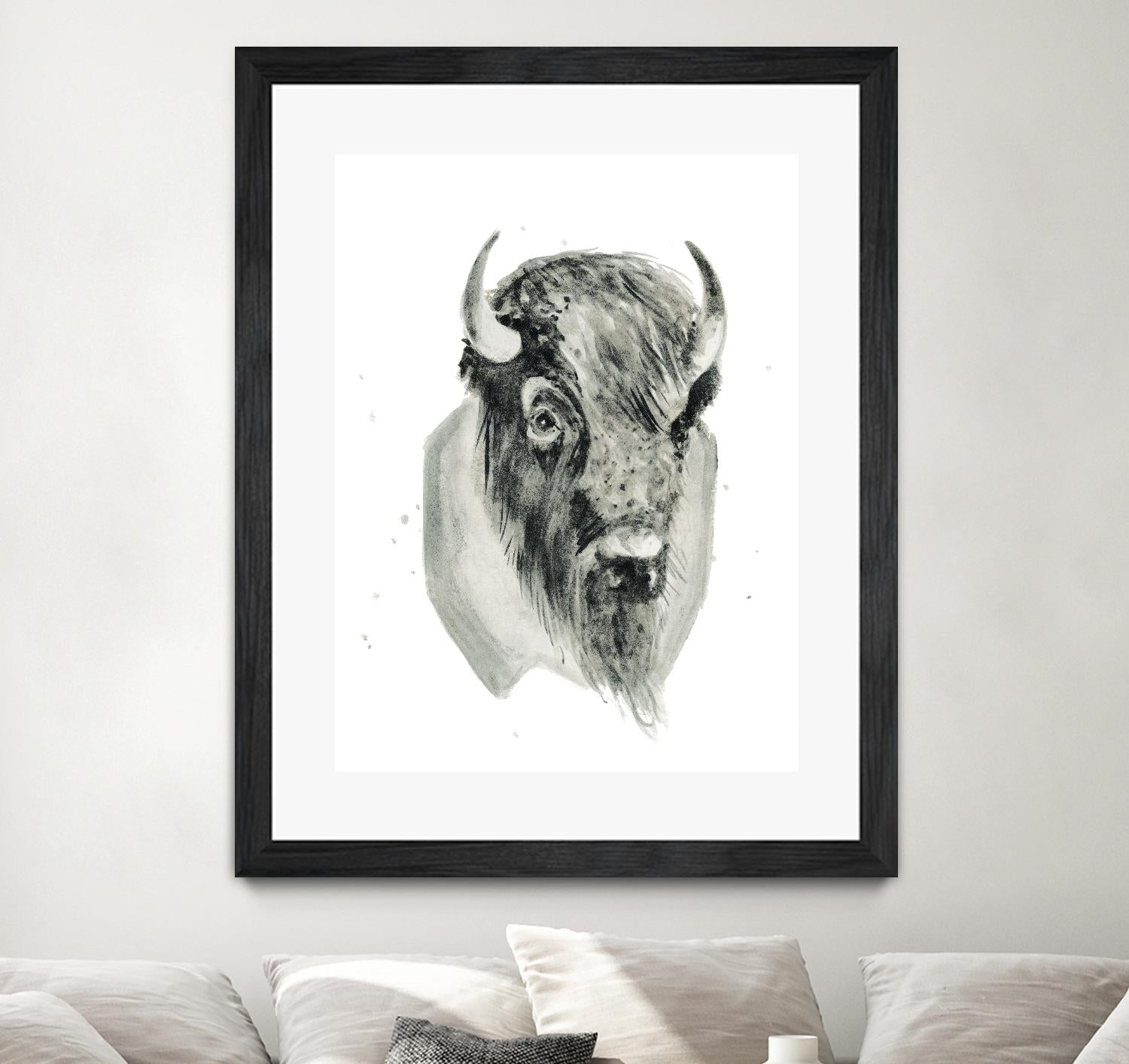 Bison Bust by Brenna Harvey on GIANT ART - white vintage bison
