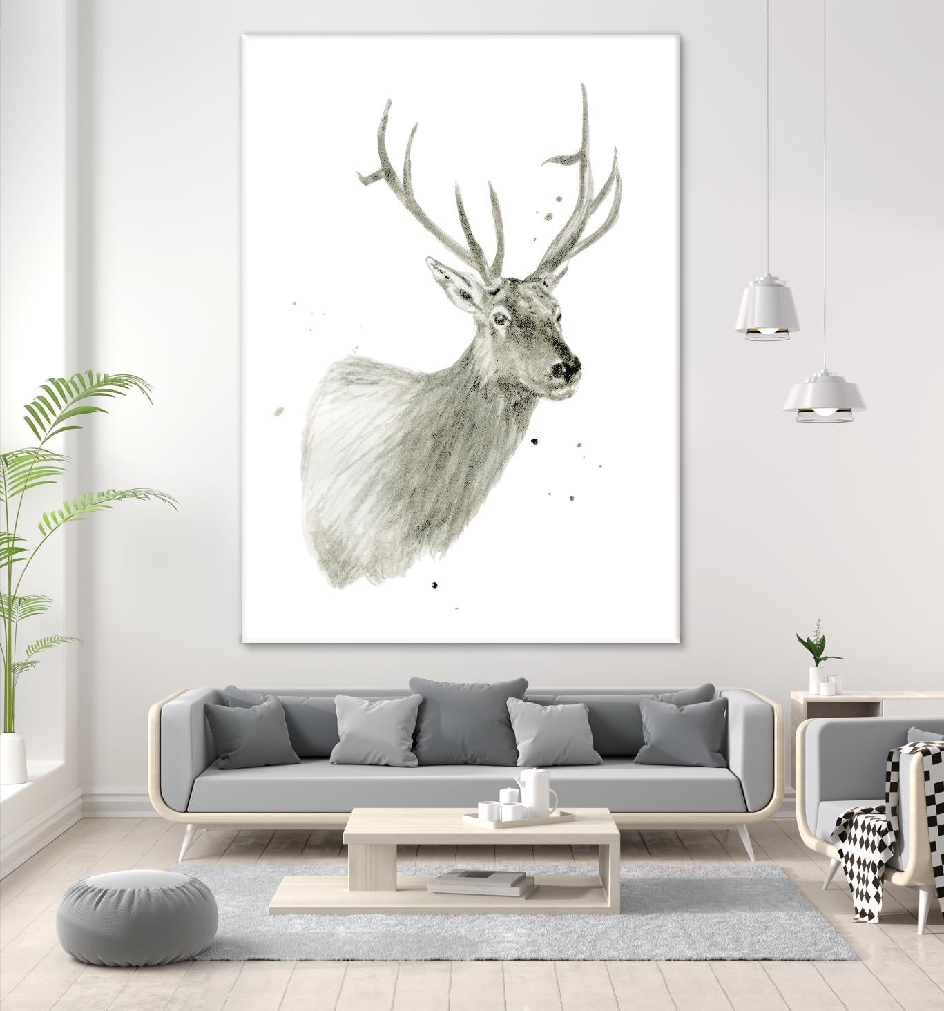 Buck Bust by Brenna Harvey on GIANT ART - grey vintage