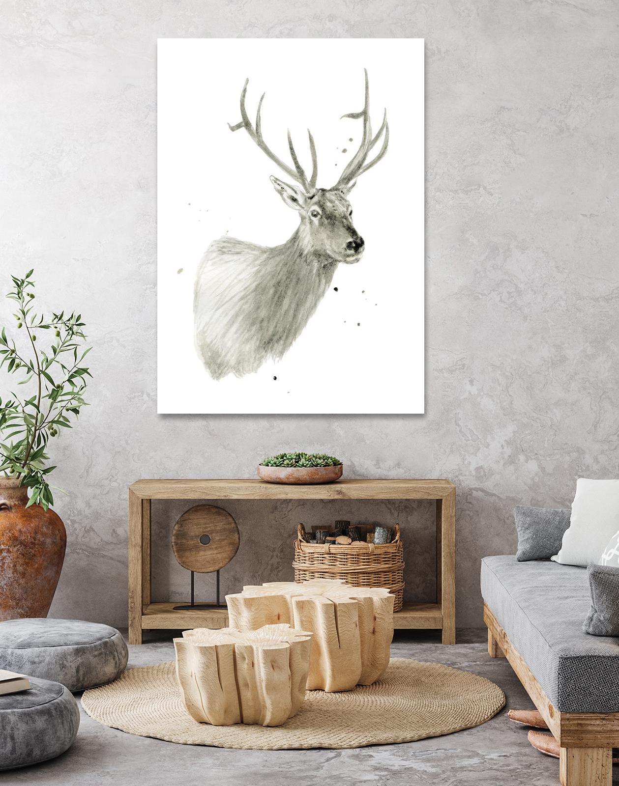 Buck Bust by Brenna Harvey on GIANT ART - white vintage deer