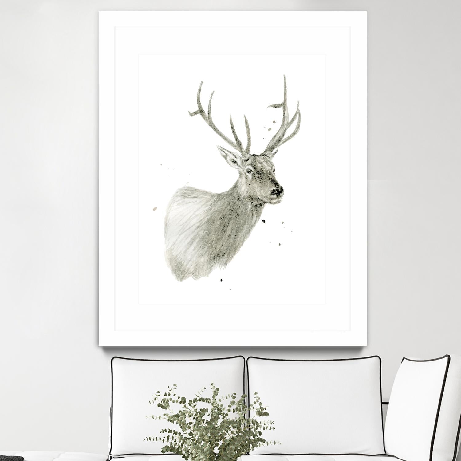 Buck Bust by Brenna Harvey on GIANT ART - white vintage deer