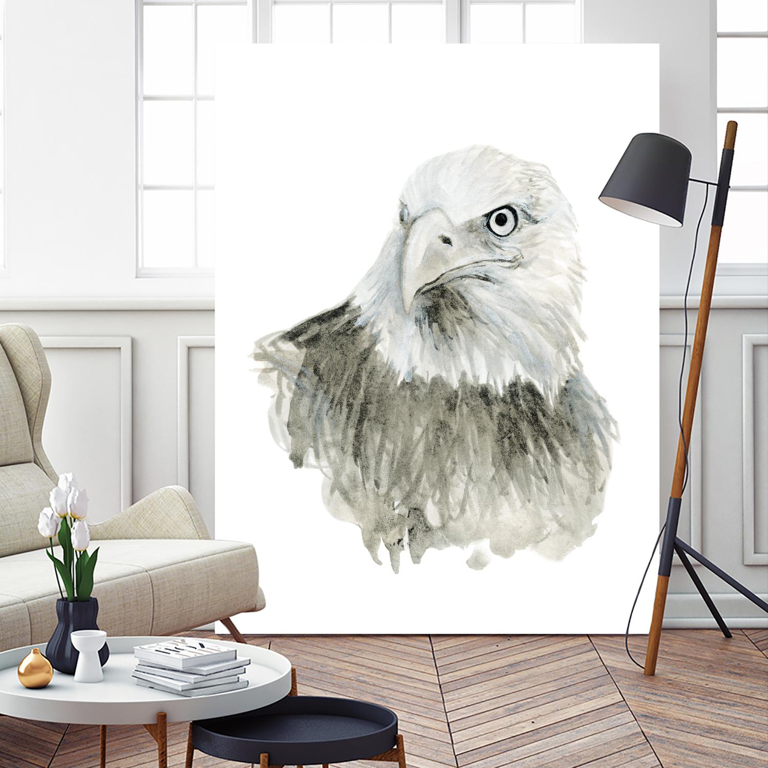 Eagle Bust by Brenna Harvey on GIANT ART - blue vintage