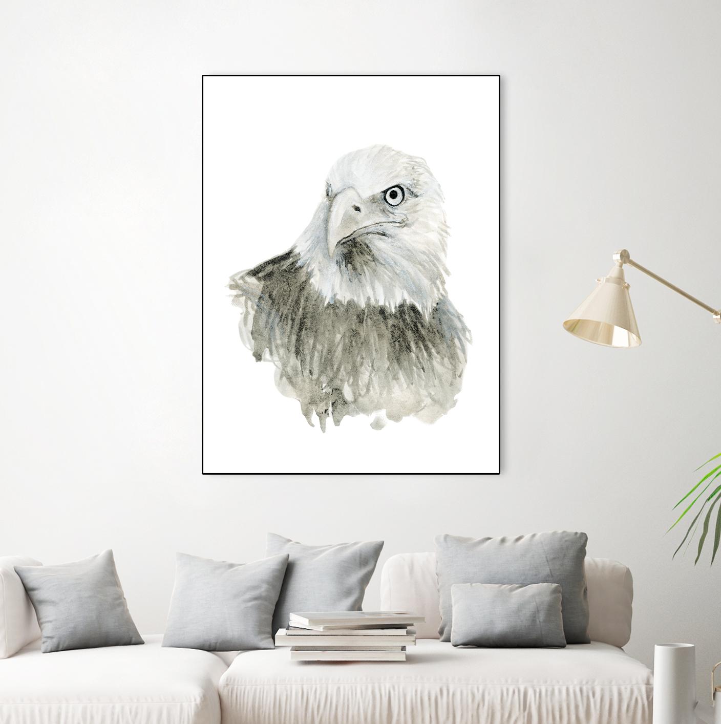 Eagle Bust by Brenna Harvey on GIANT ART - blue vintage