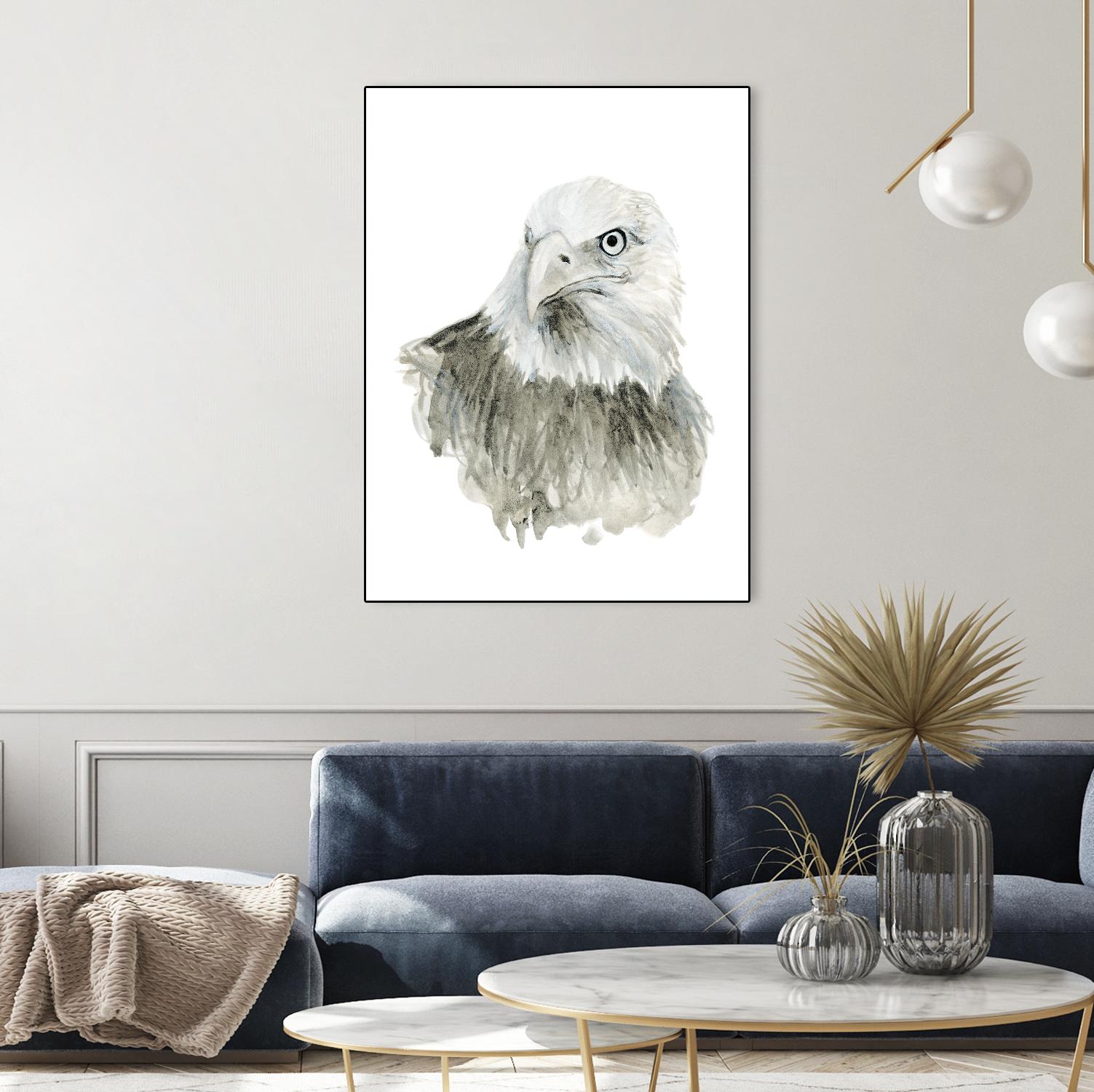 Eagle Bust by Brenna Harvey on GIANT ART - blue vintage