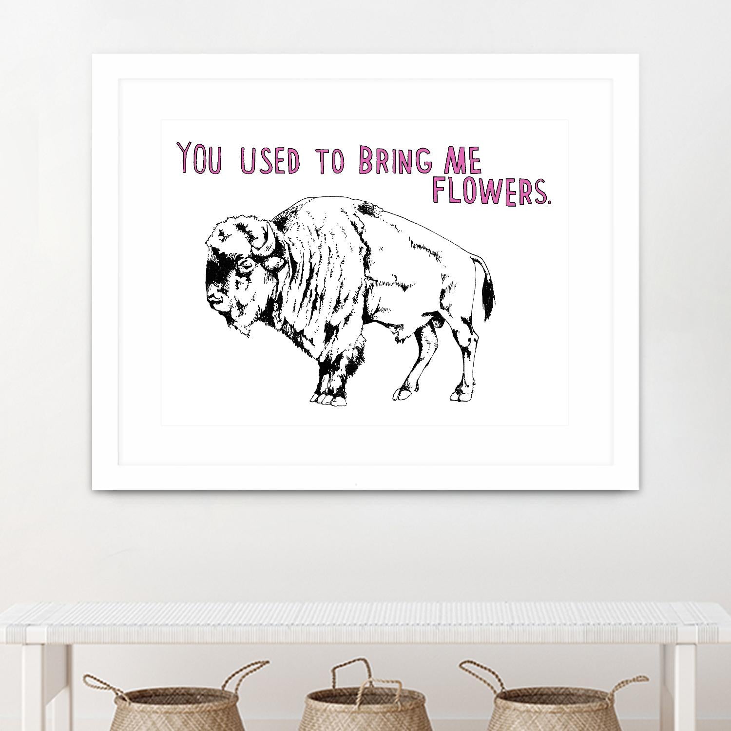 Bison by Natasha Marie on GIANT ART - pink black & white beef