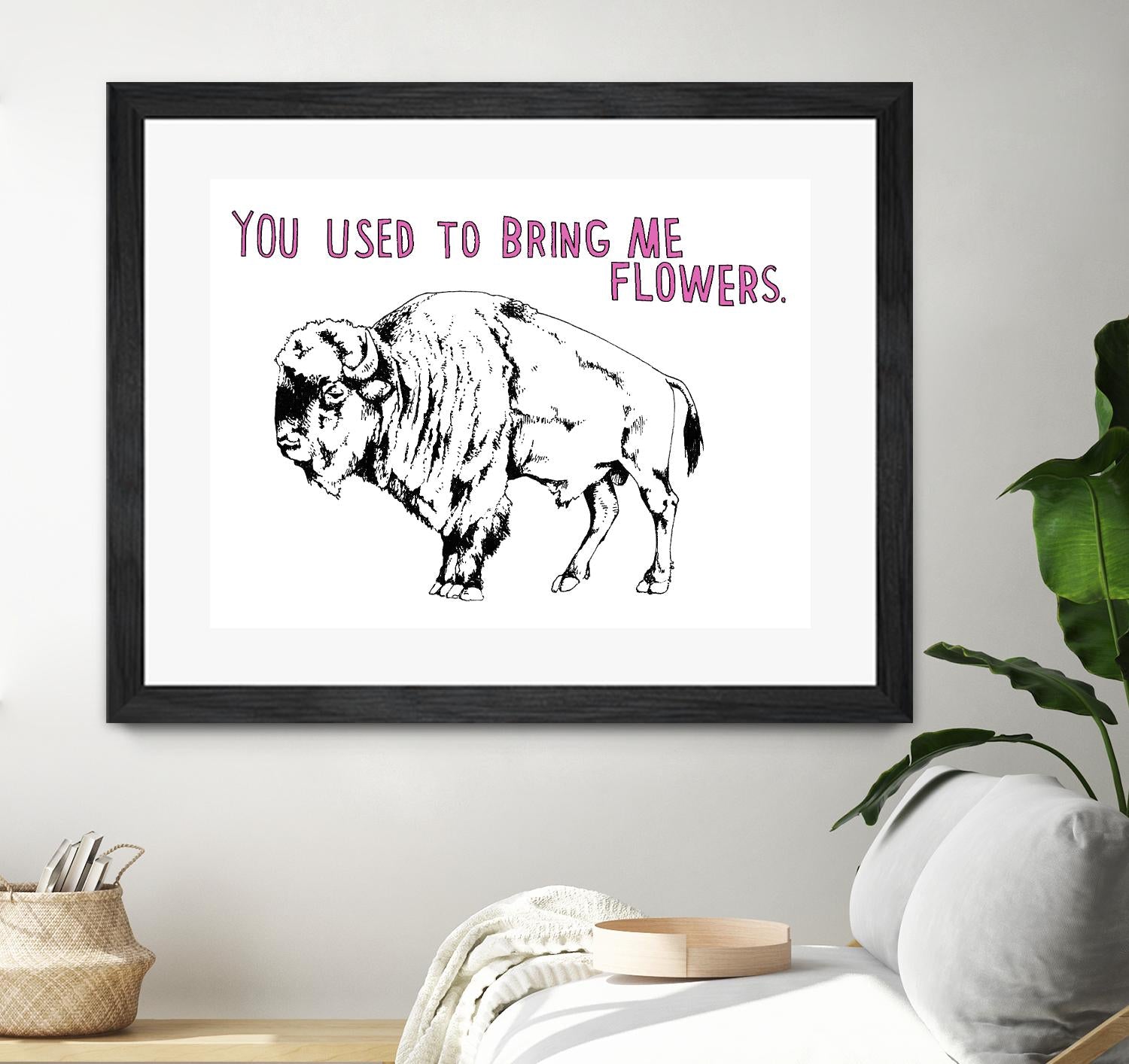 Bison by Natasha Marie on GIANT ART - pink black & white beef
