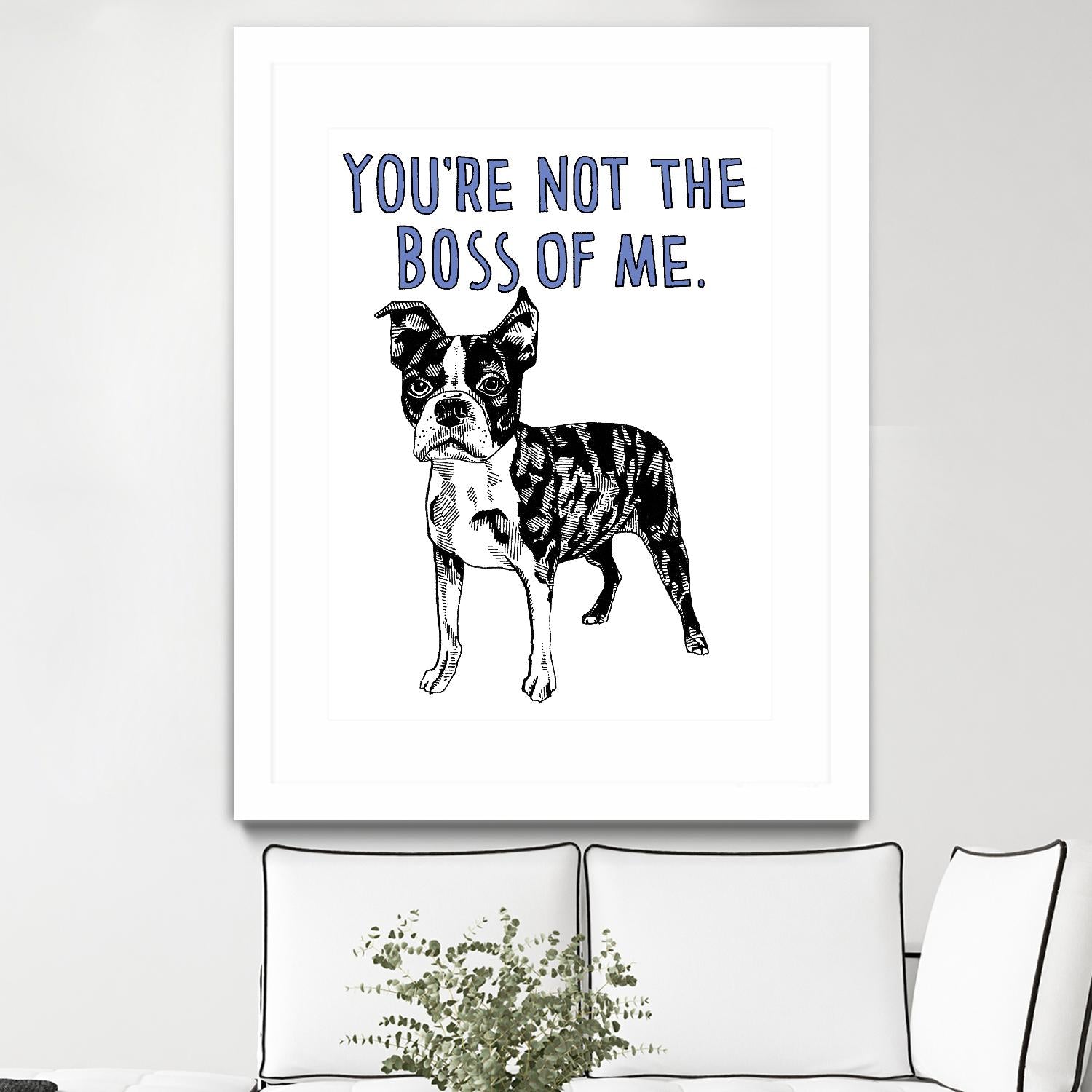 Boston Terrier by Natasha Marie on GIANT ART - blue black & white dog
