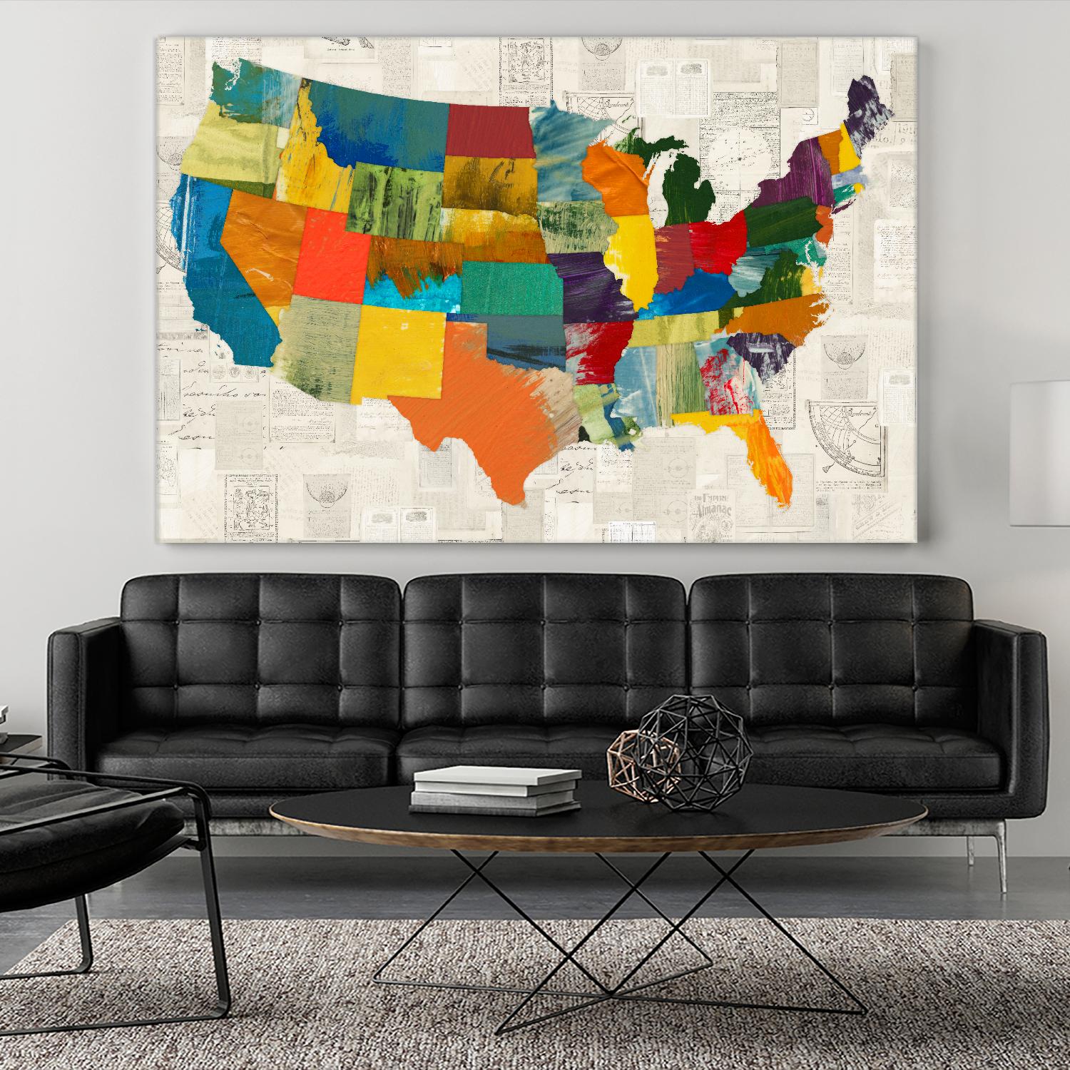 Collaged US Map by THE Studio on GIANT ART - green maps