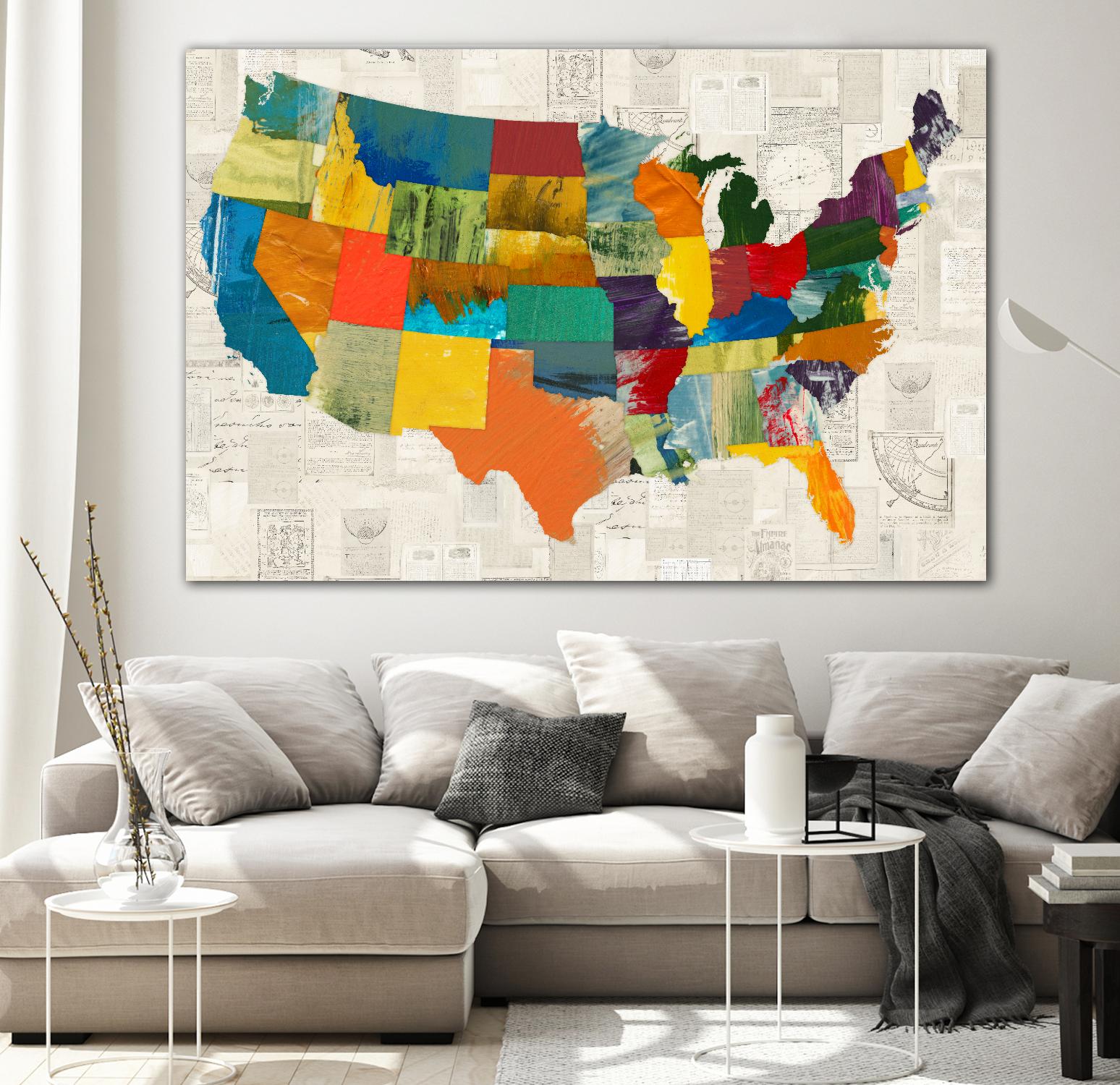 Collaged US Map by THE Studio on GIANT ART - green maps